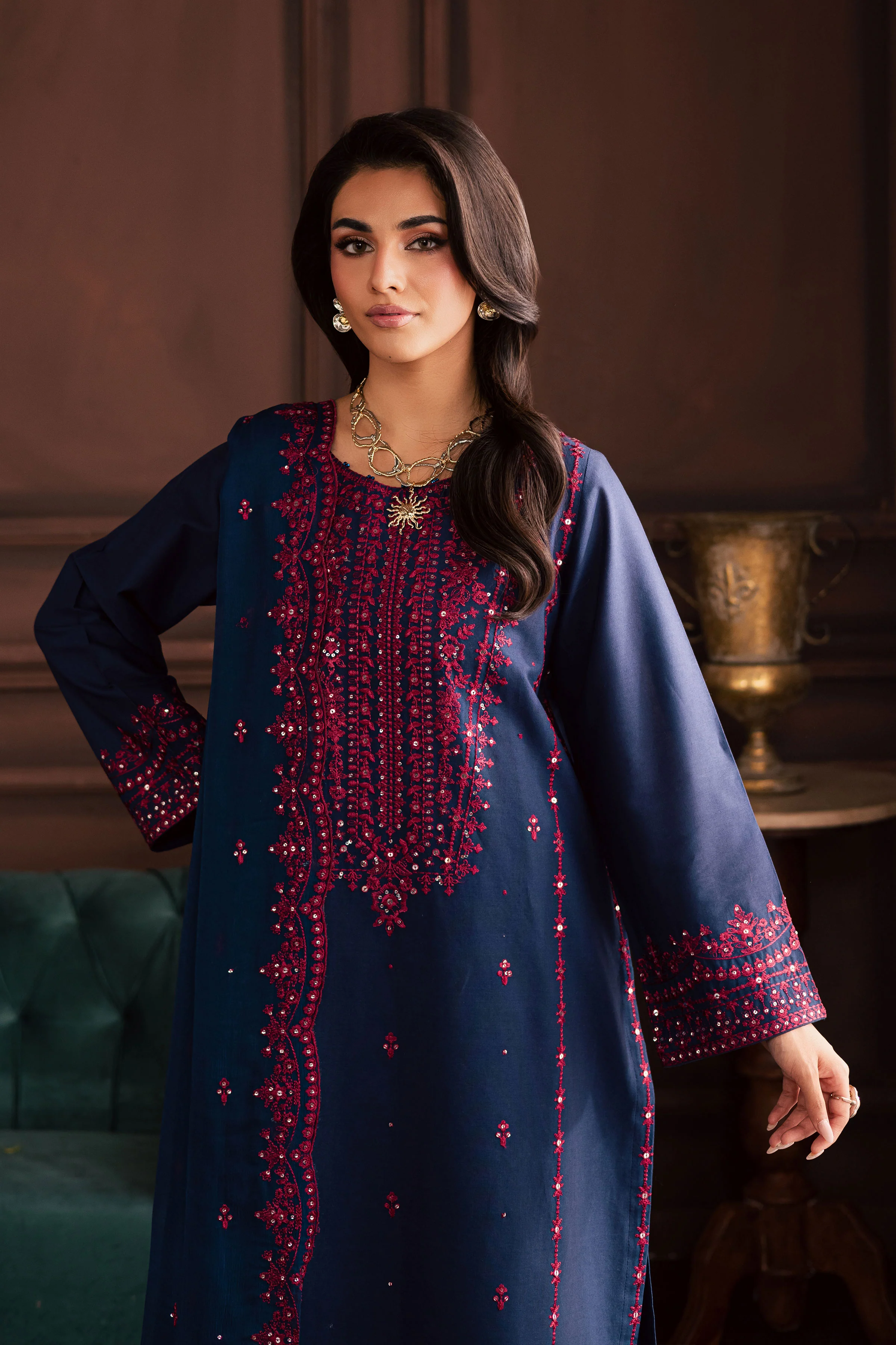 Lamia 3Pc - Embroidered Khaddar Dress - Image 2