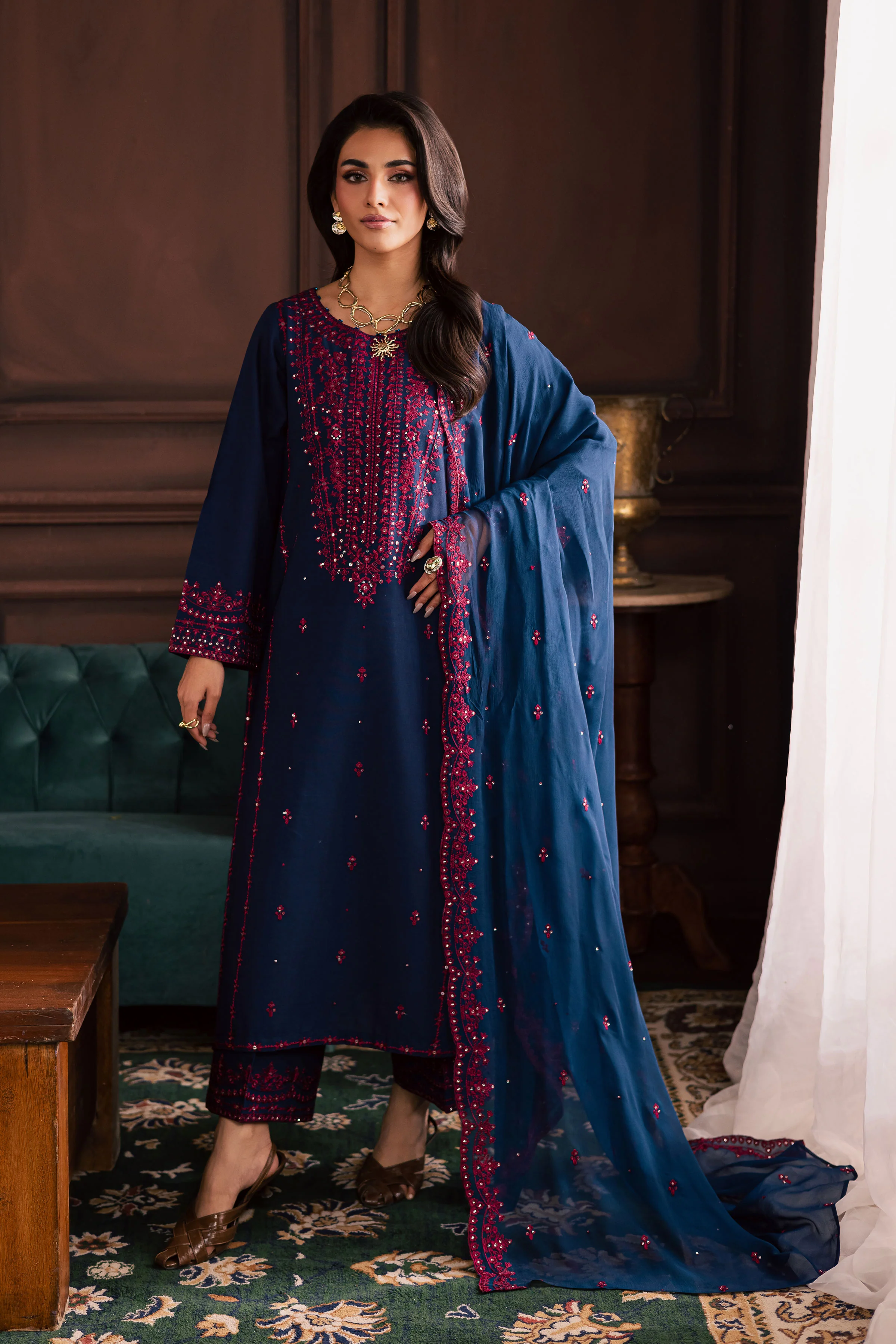 Lamia 3Pc - Embroidered Khaddar Dress - Image 6