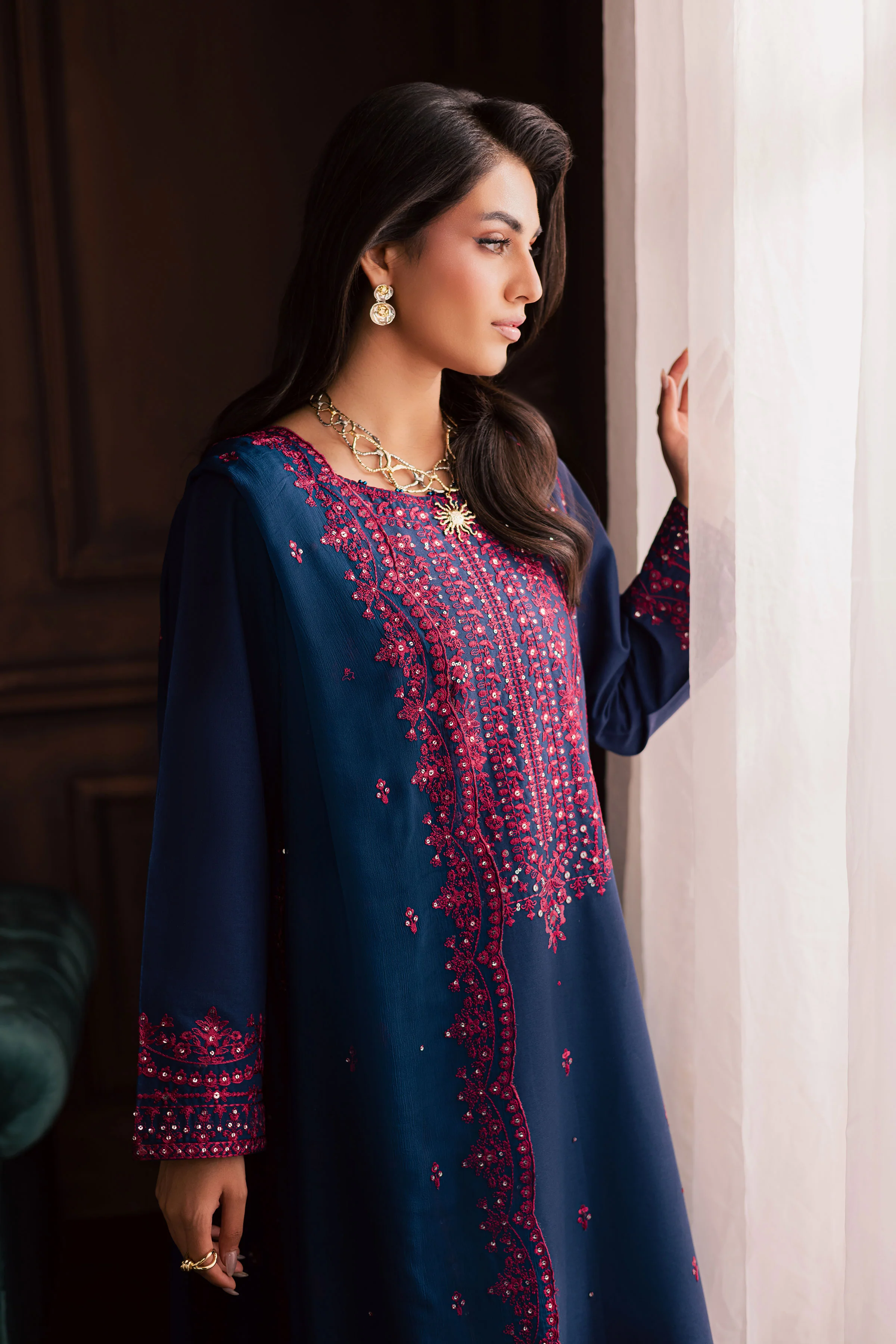 Lamia 3Pc - Embroidered Khaddar Dress - Image 7