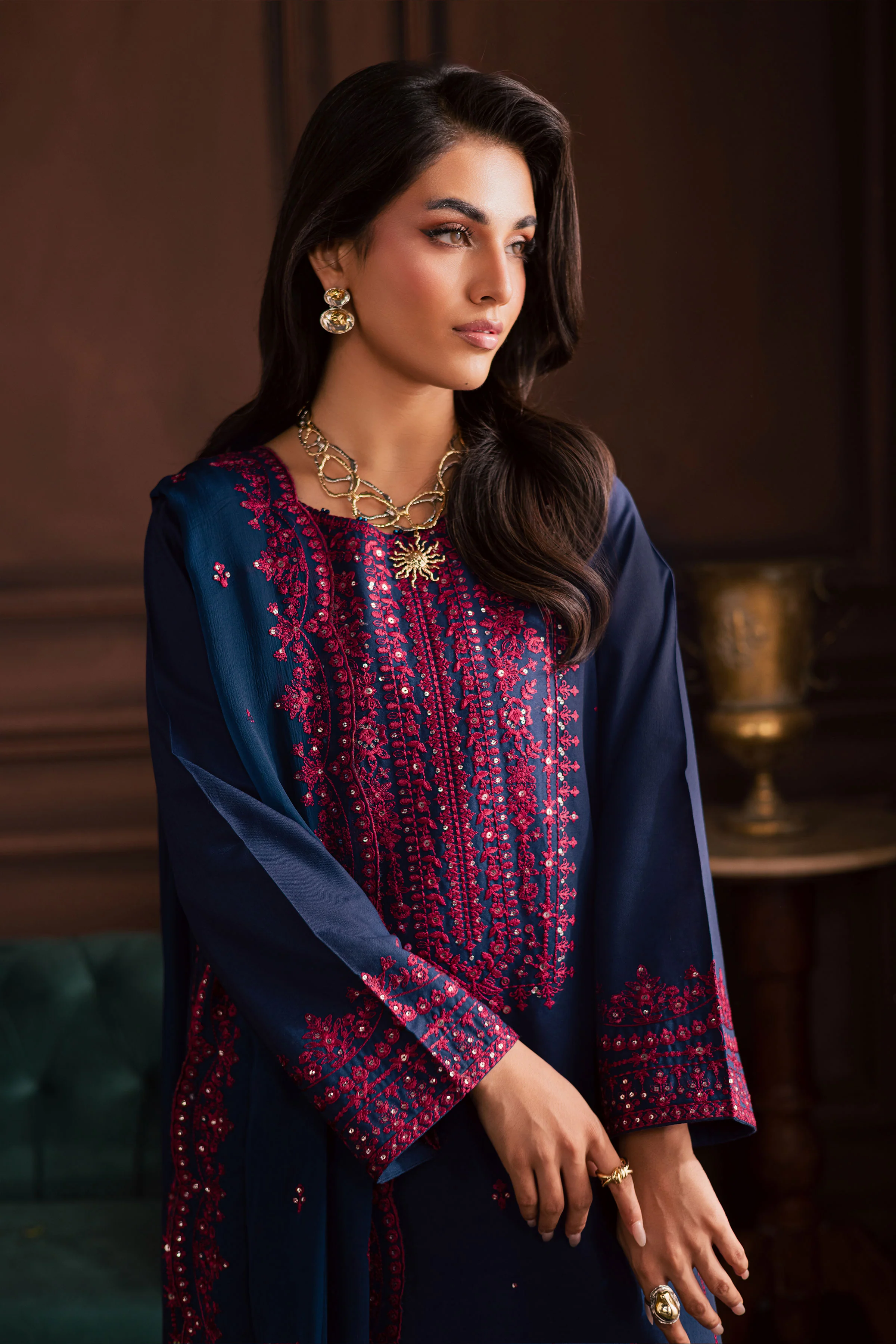Lamia 3Pc - Embroidered Khaddar Dress - Image 8