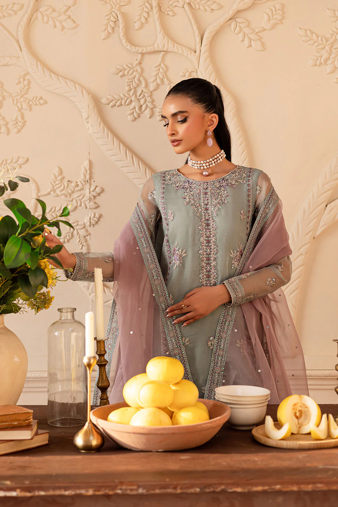 Lena 3Pc - Embroidered Luxe Pret - Image 2