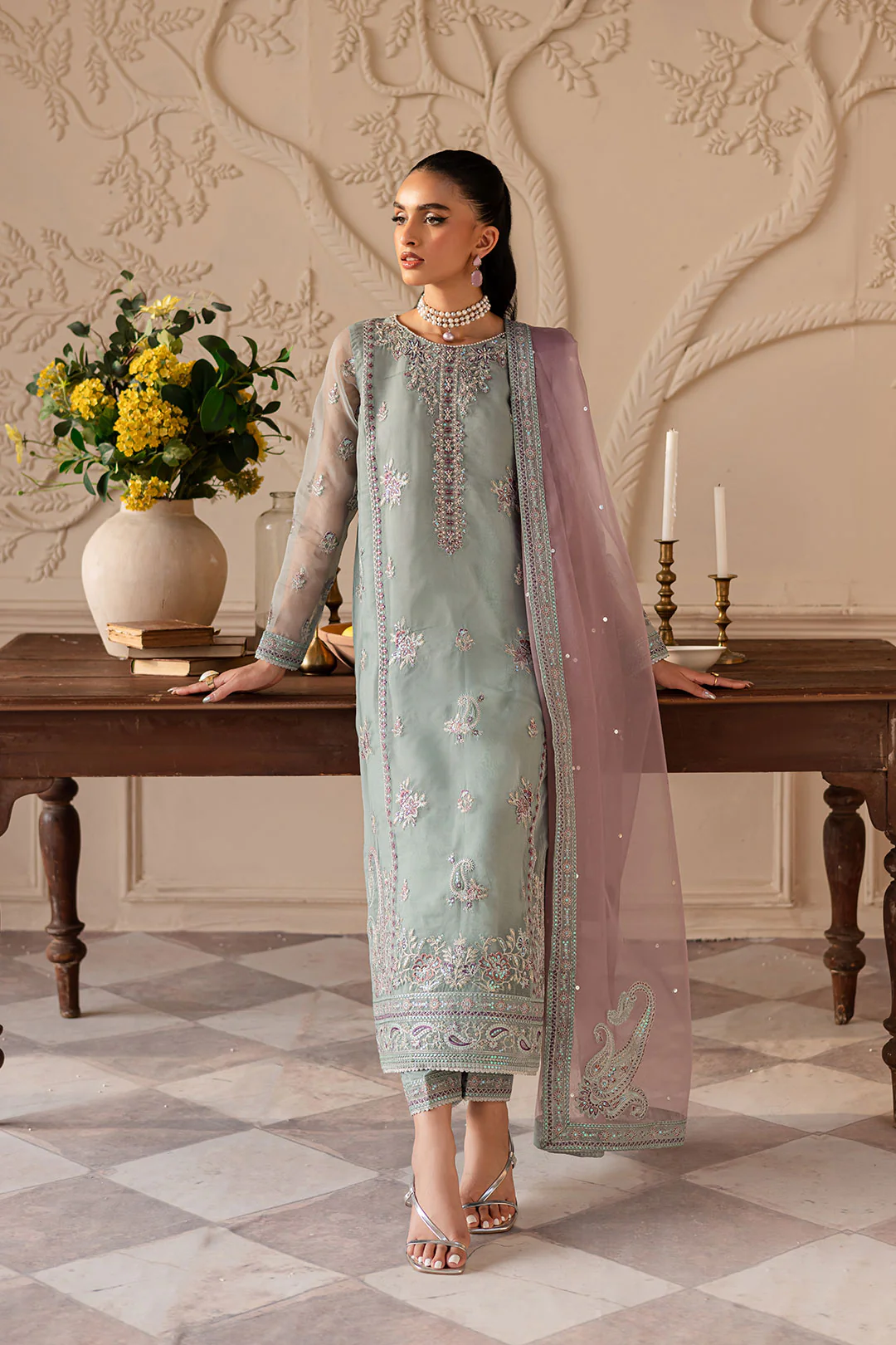 Lena 3Pc - Embroidered Luxe Pret - Image 4