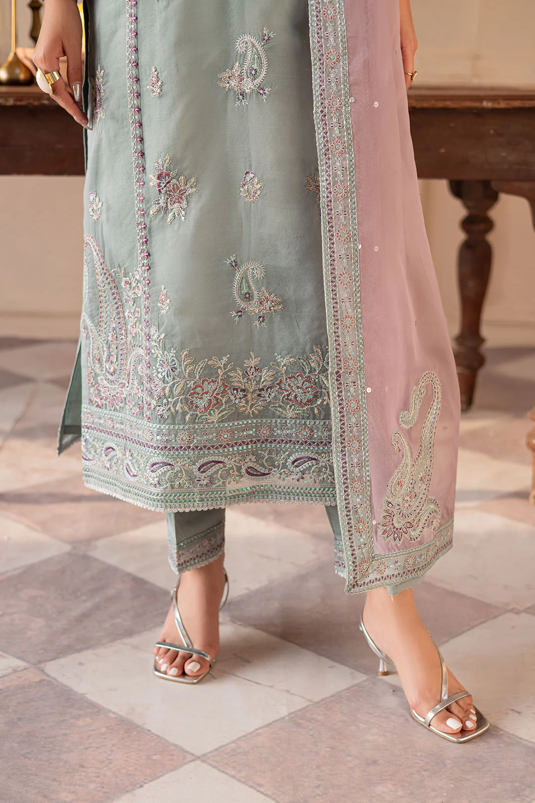 Lena 3Pc - Embroidered Luxe Pret - Image 7