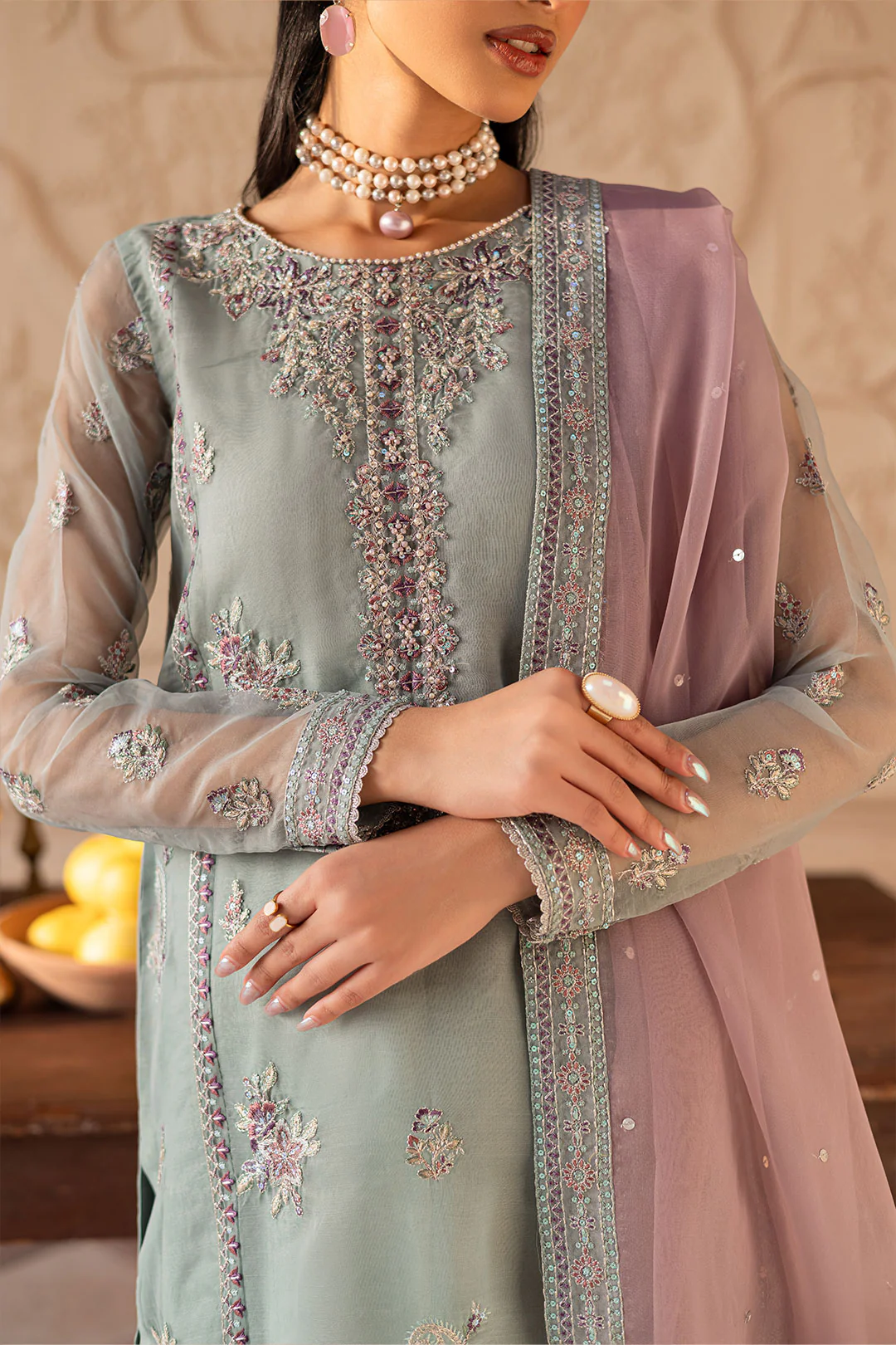 Lena 3Pc - Embroidered Luxe Pret - Image 8