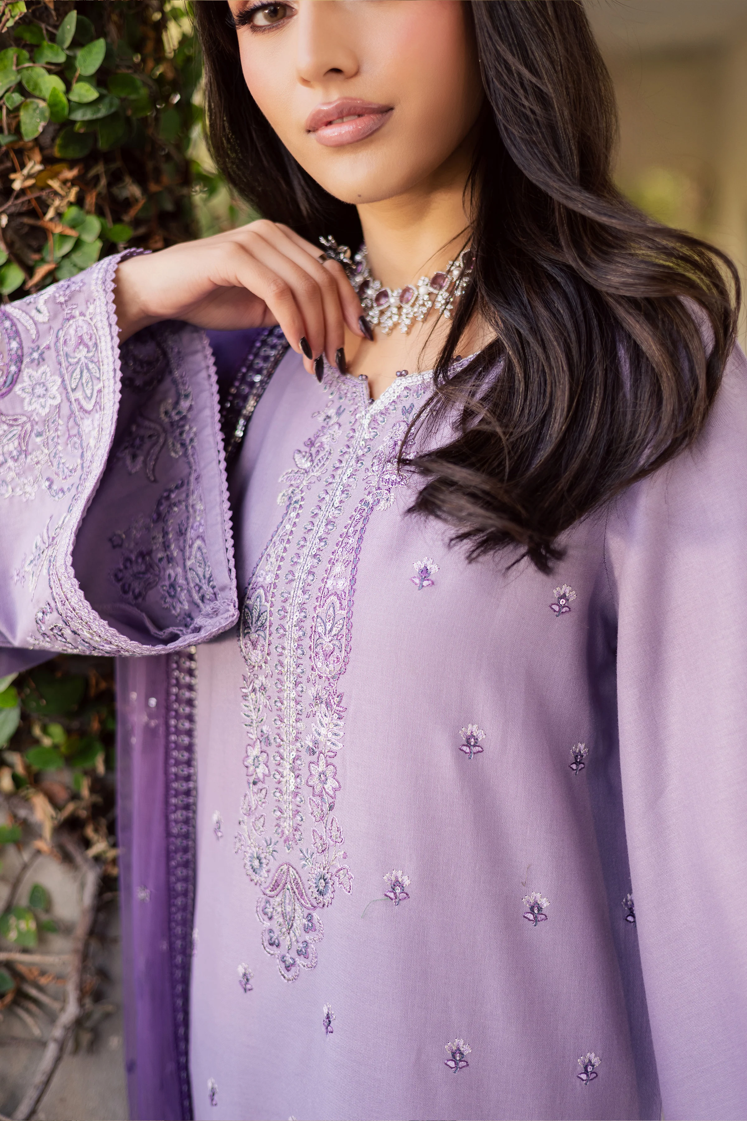 Lilac Hiba 3Pc - Embroidered Khaddar Dress - Image 8