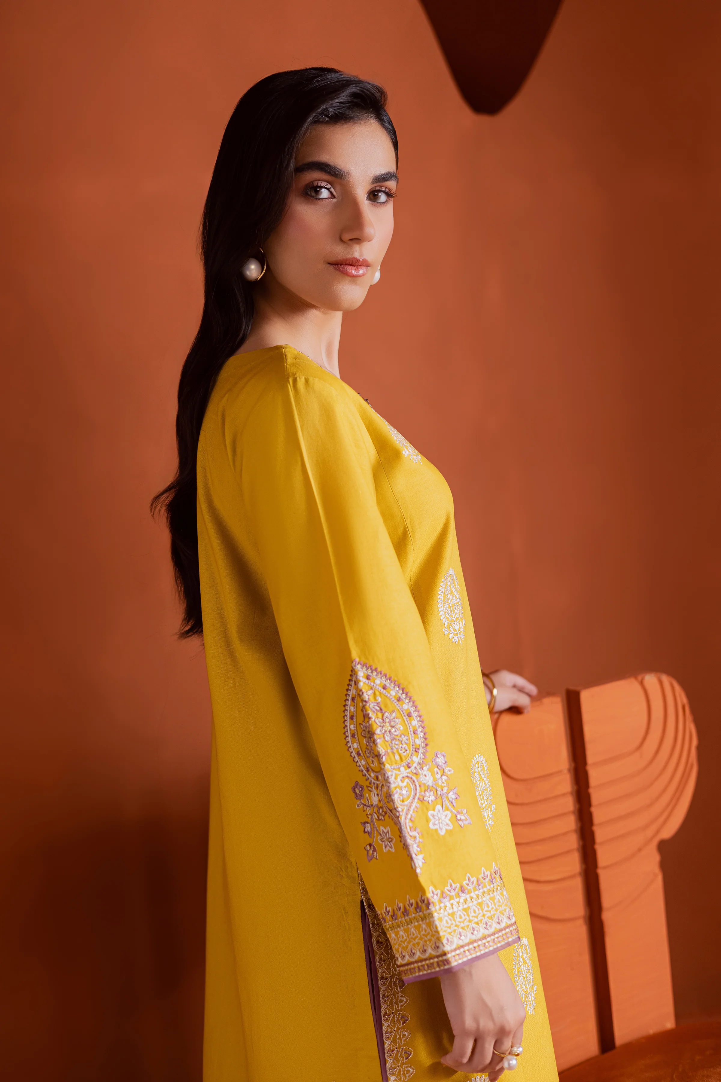 Lime 2Pc - Embroidered Khaddar Dress - Image 6