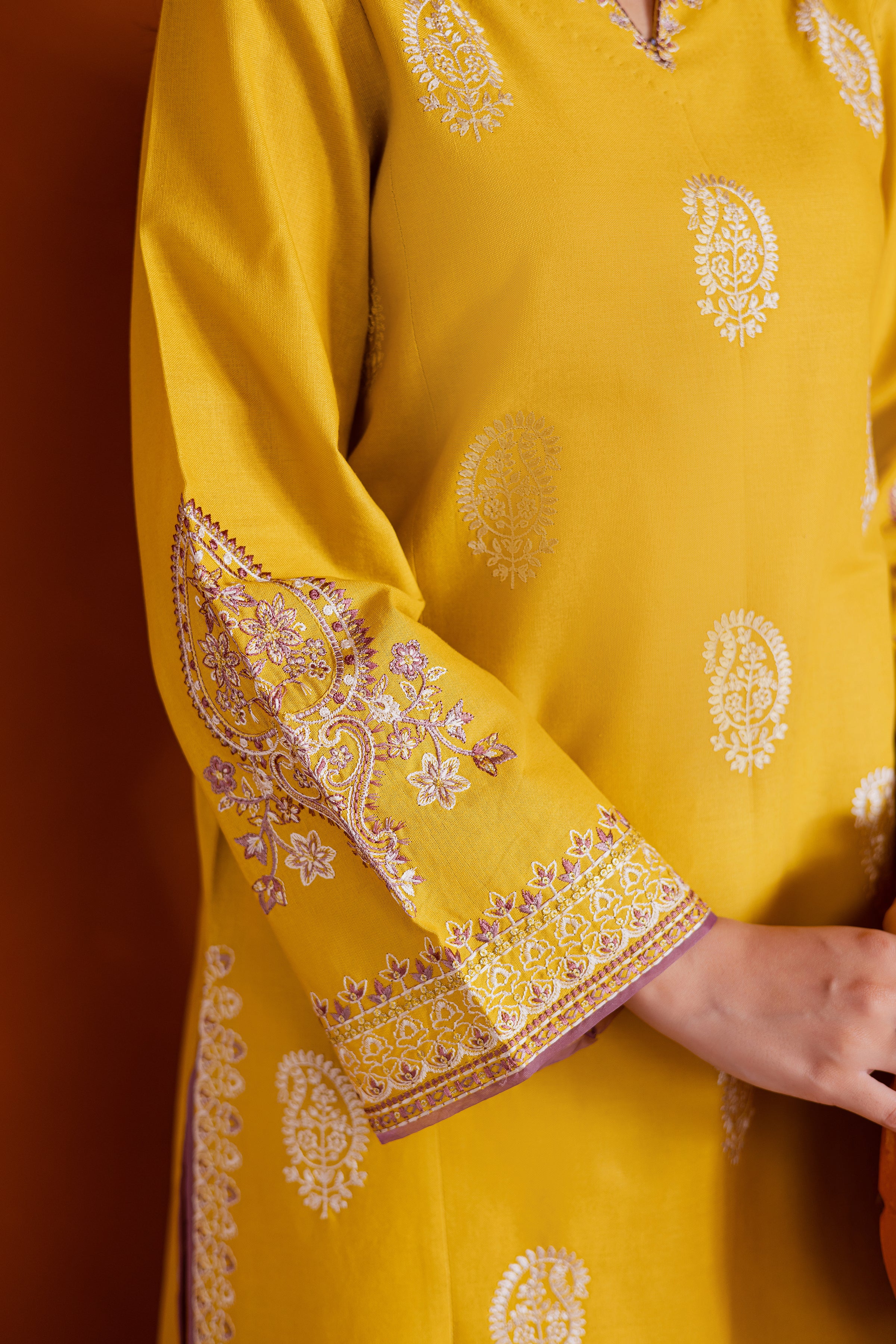 Lime 2Pc - Embroidered Khaddar Dress - Image 7
