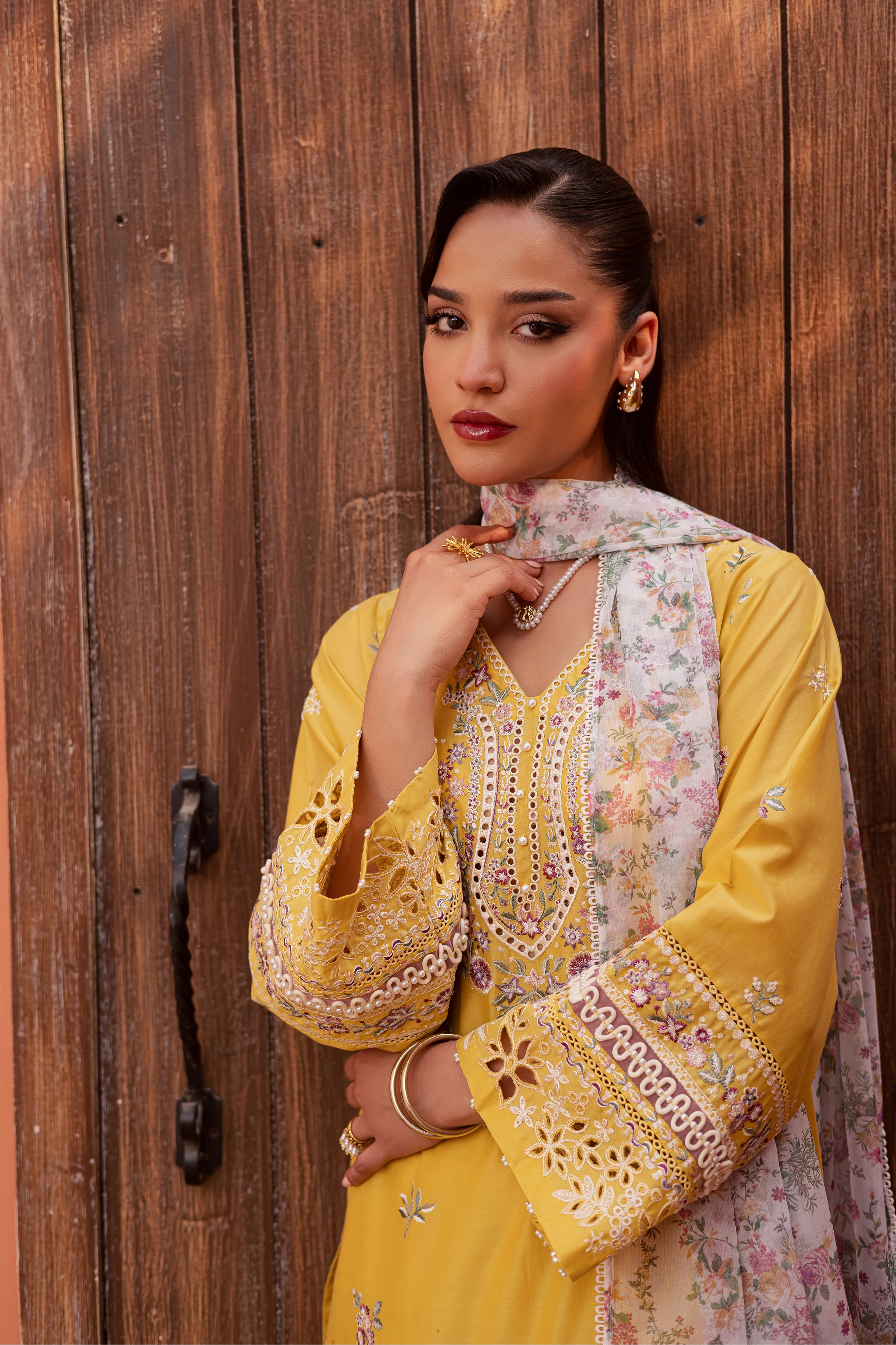 Lime Darla 3Pc - Festive Embroidered Lawn - Image 5