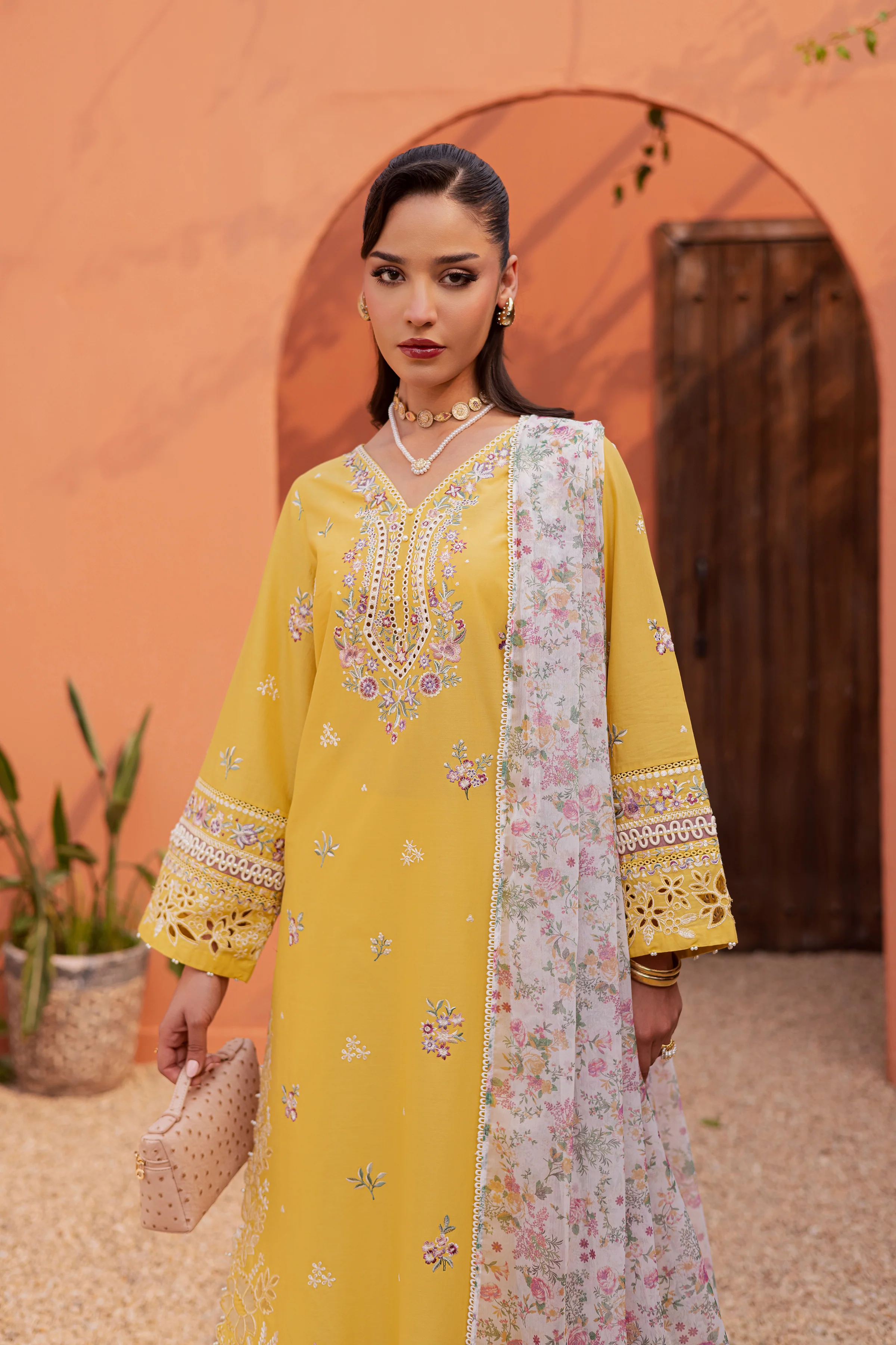 Lime Darla 3Pc - Festive Embroidered Lawn - Image 7