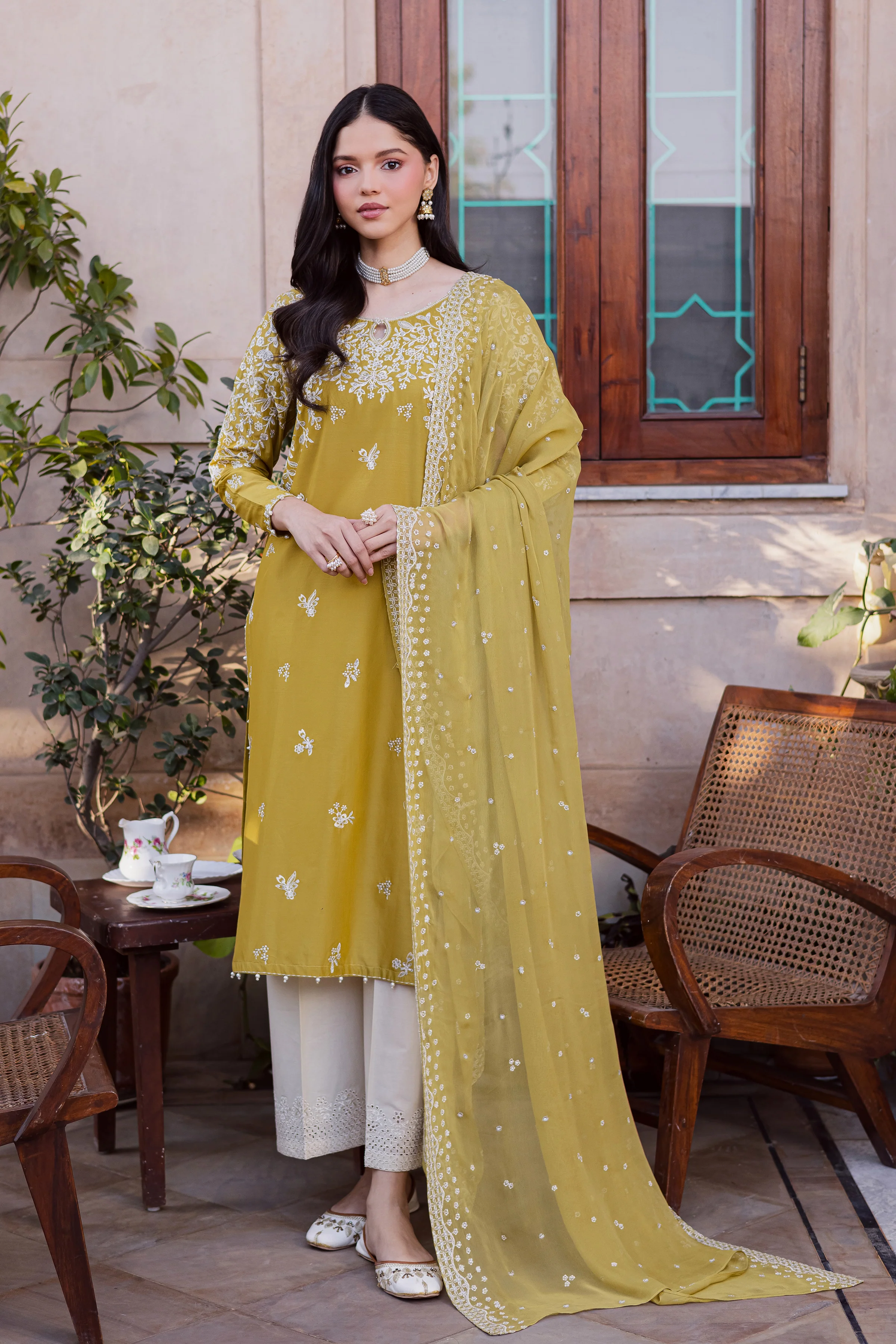 Lime Haze 3Pc - Festive Embroidered Lawn - Image 10