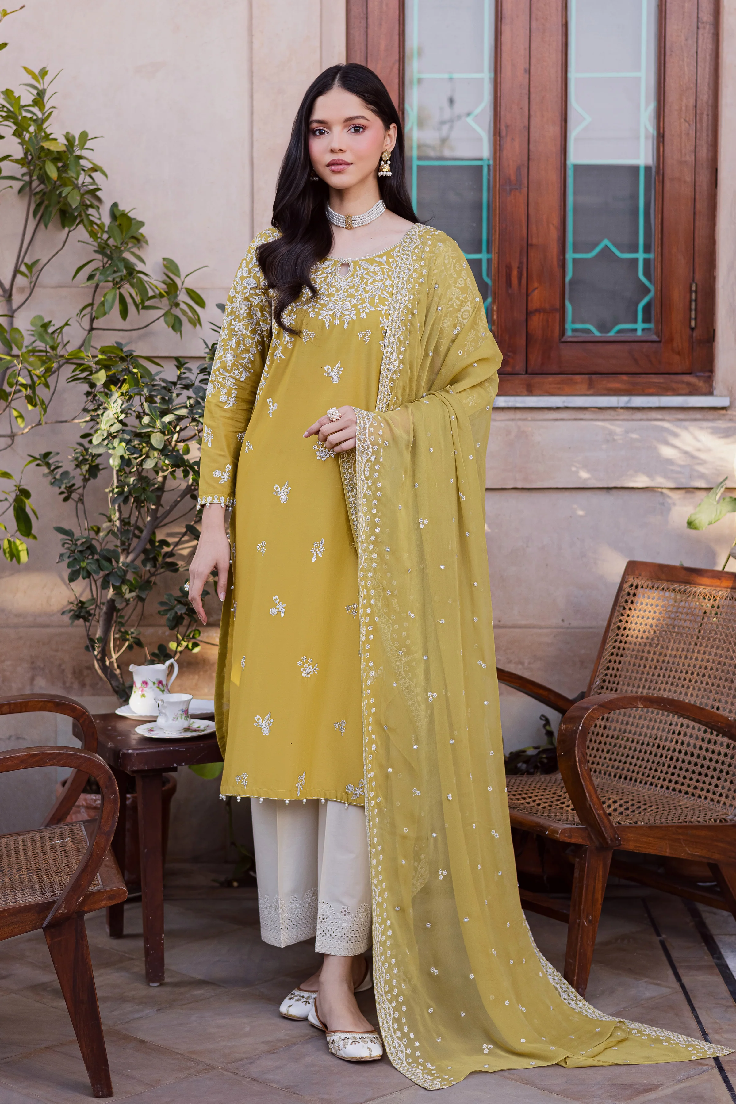 Lime Haze 3Pc - Festive Embroidered Lawn - Image 3