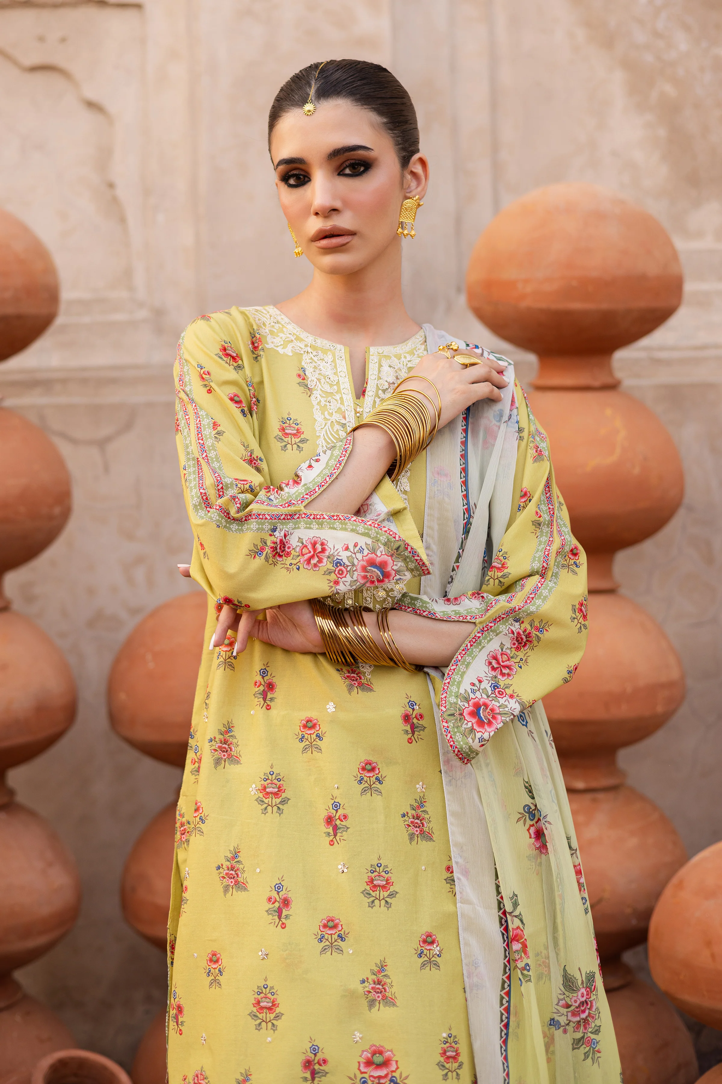 Lime Misaki 3Pc- Printed Lawn Dress - Image 3