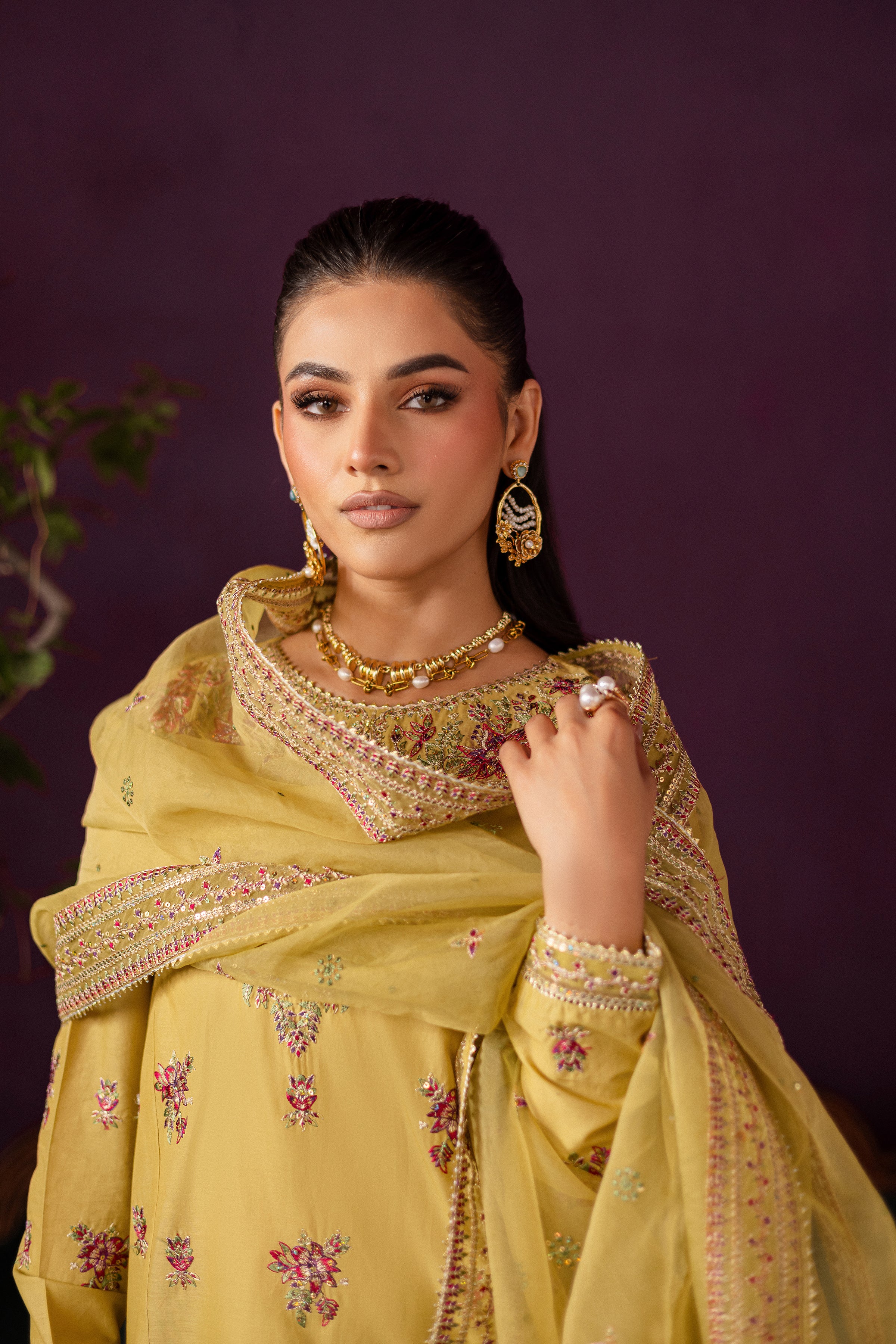 Lime Tree 3Pc - Embroidered Solid Dress - Image 2