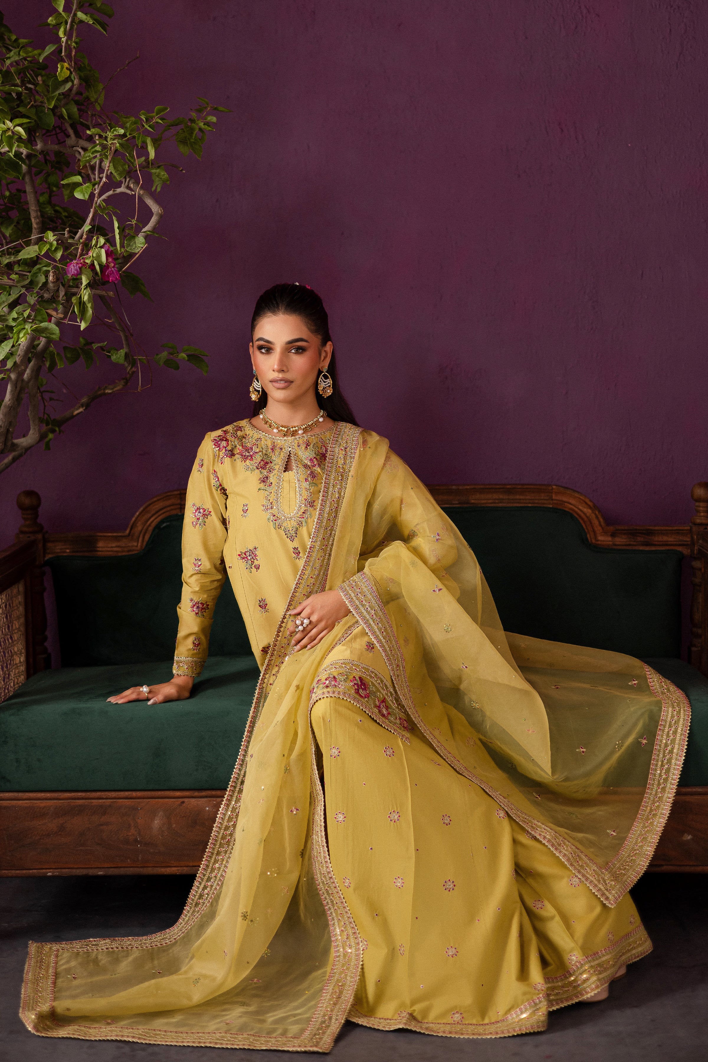 Lime Tree 3Pc - Embroidered Solid Dress - Image 4