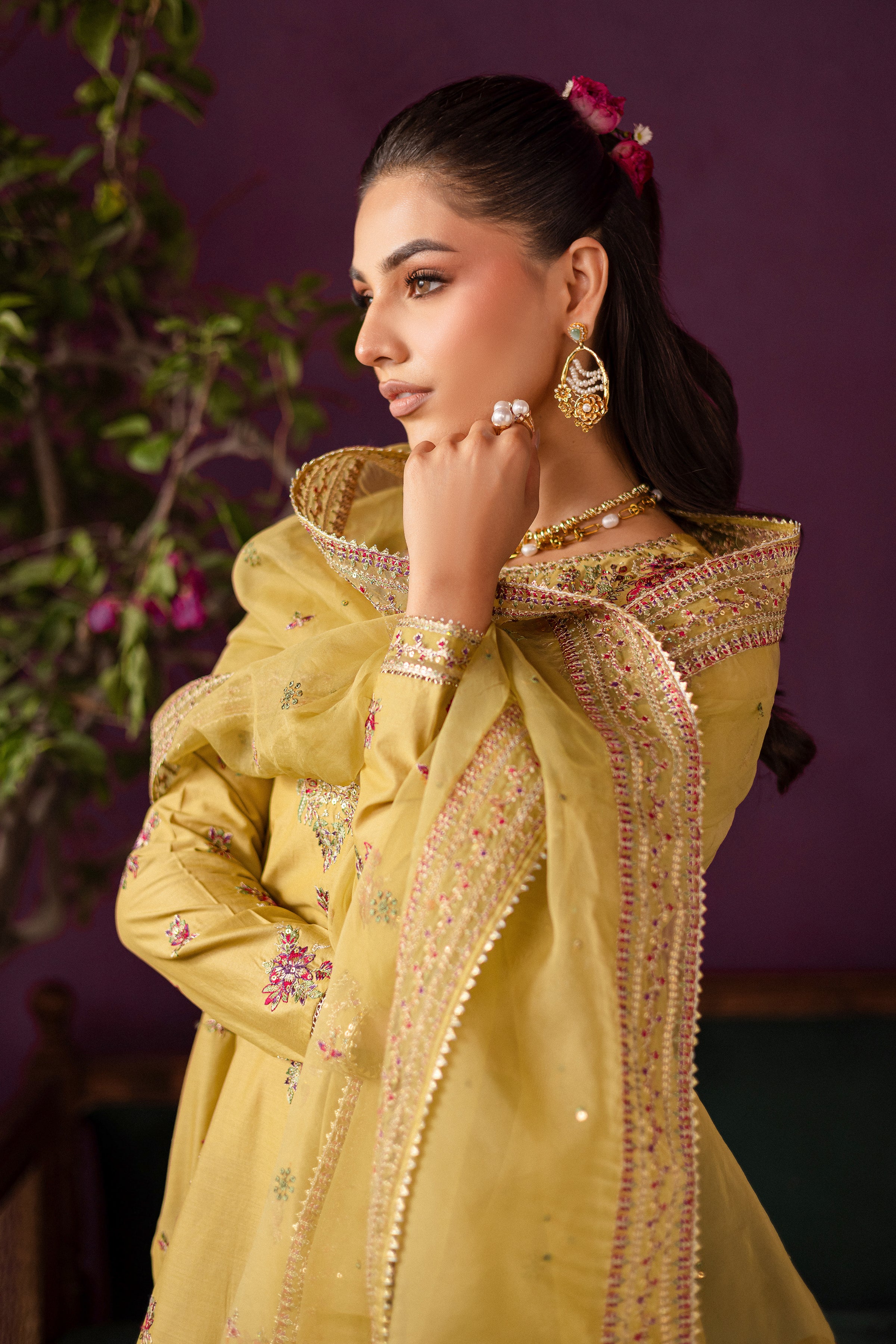 Lime Tree 3Pc - Embroidered Solid Dress - Image 5