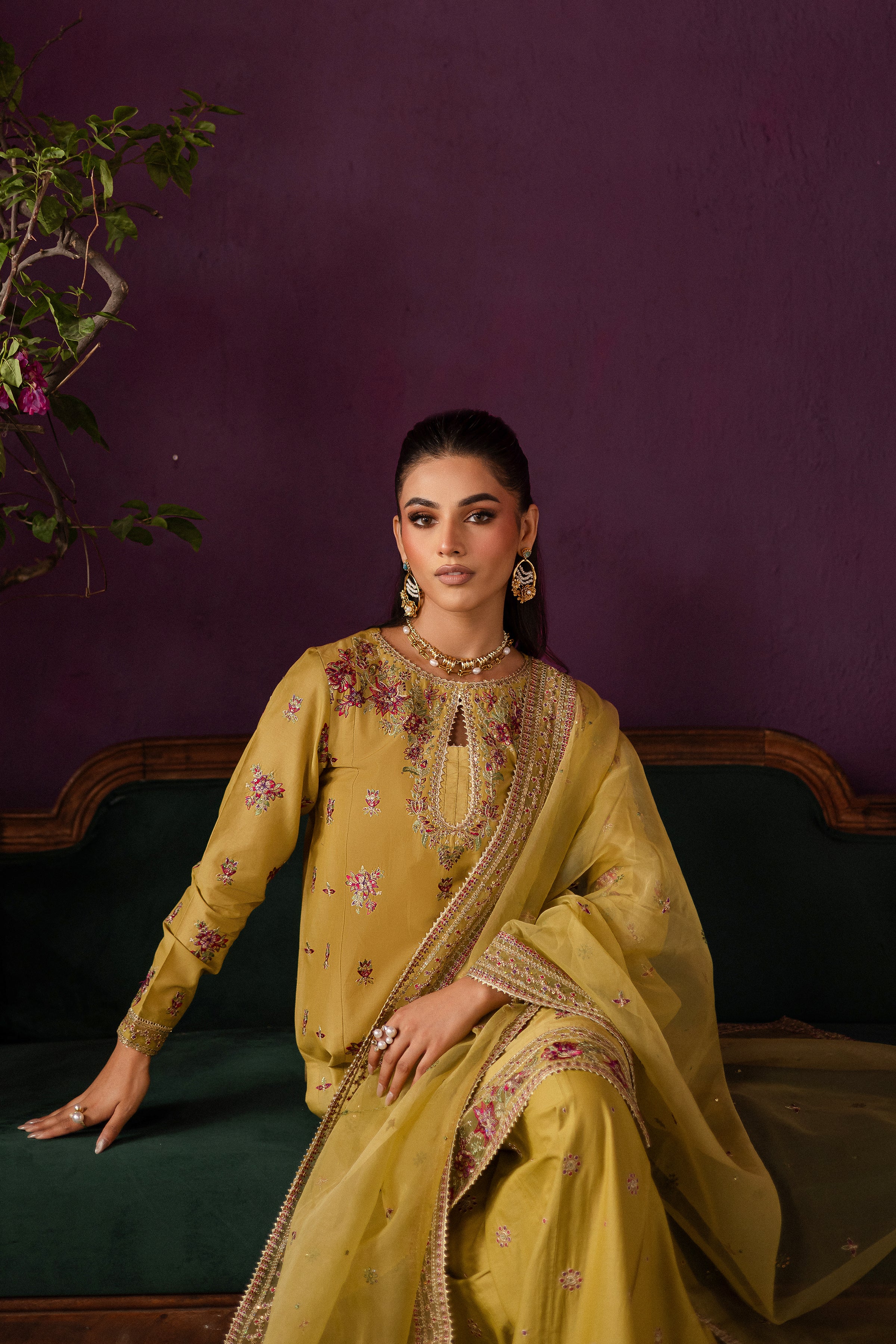 Lime Tree 3Pc - Embroidered Solid Dress - Image 6