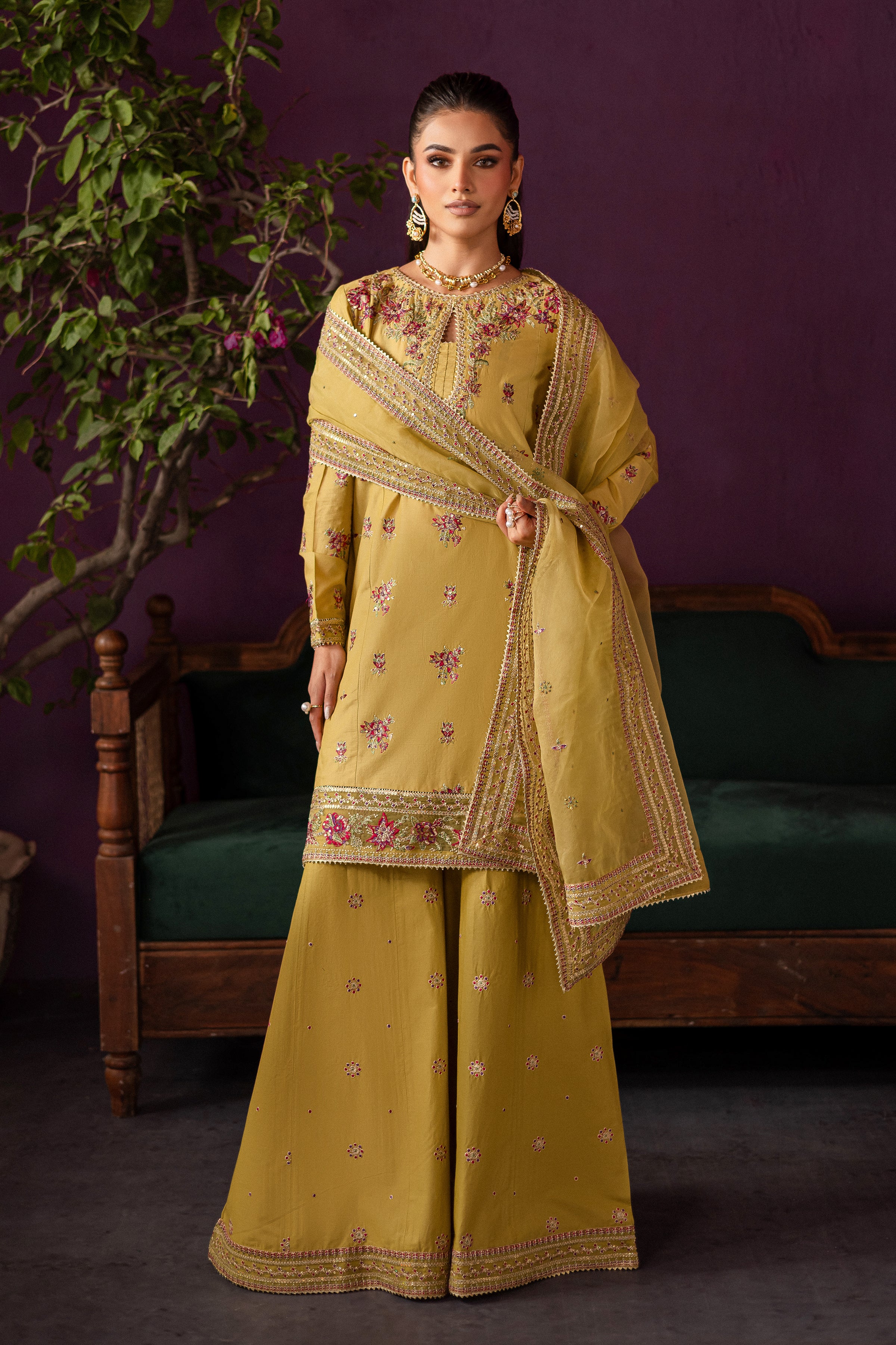 Lime Tree 3Pc - Embroidered Solid Dress - Image 7