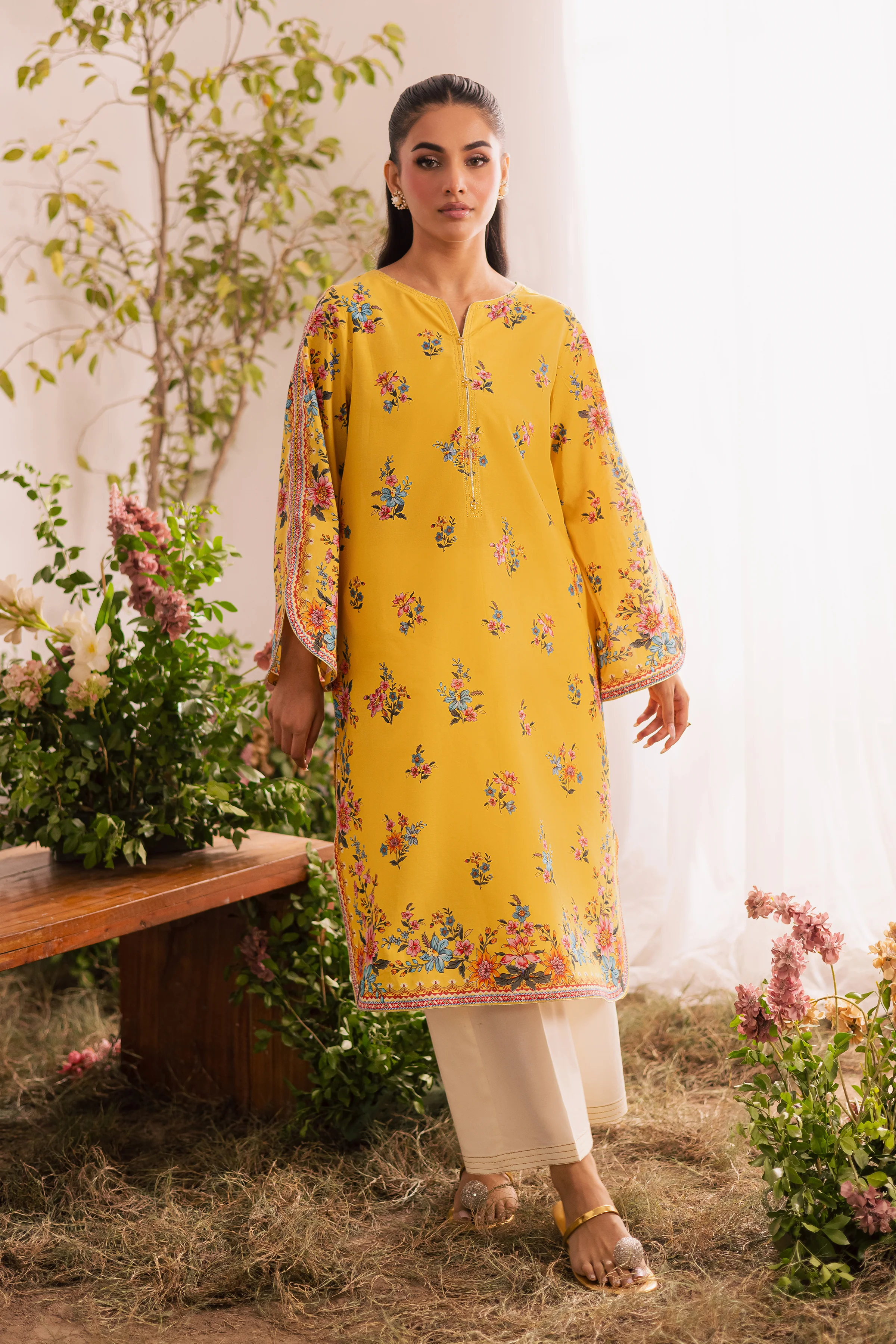 Lime Yeva 2Pc - Printed Lawn Dress