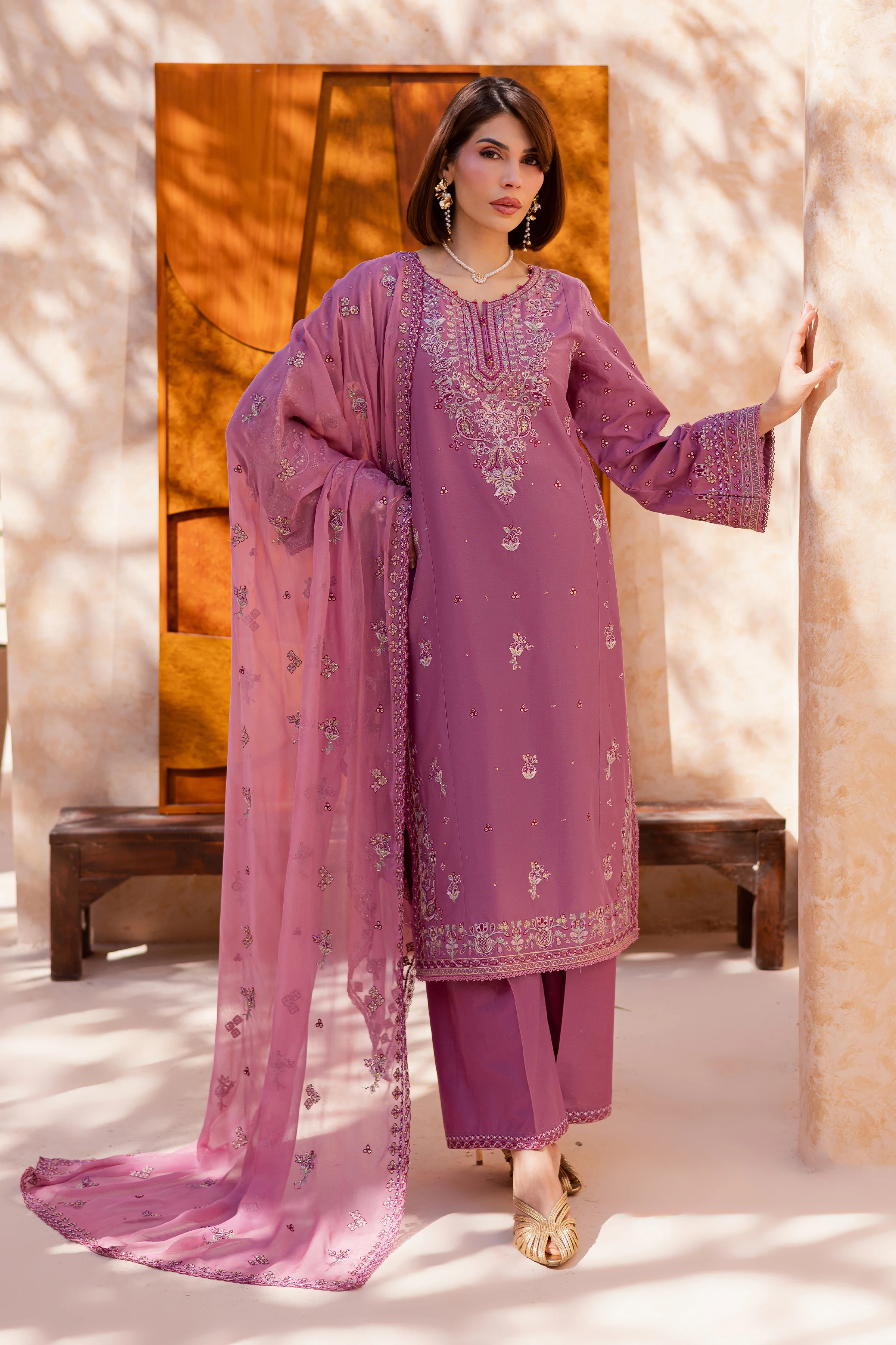 Lina 3Pc - Festive Embroidered Lawn - Image 3