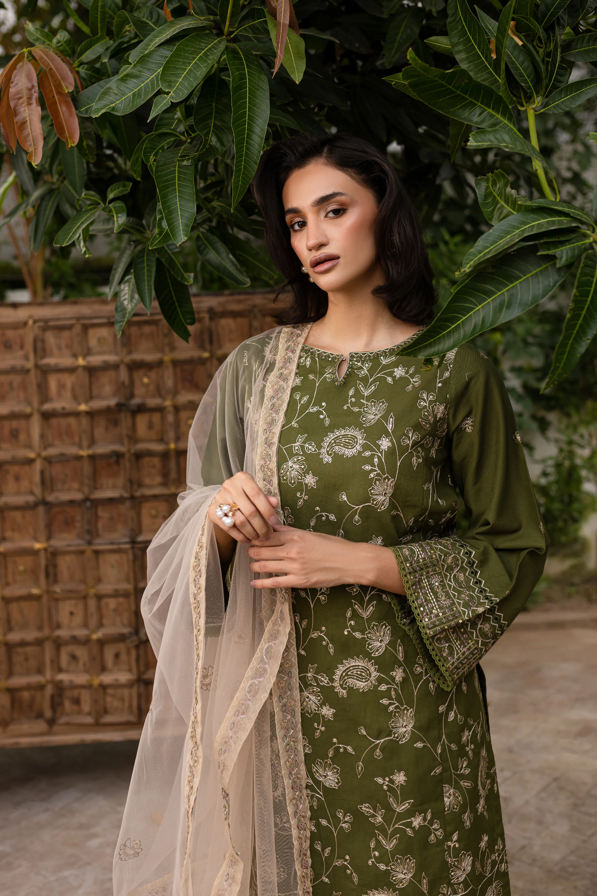 Lubana 3pc - Embroidered Khaddar Dress - Image 3