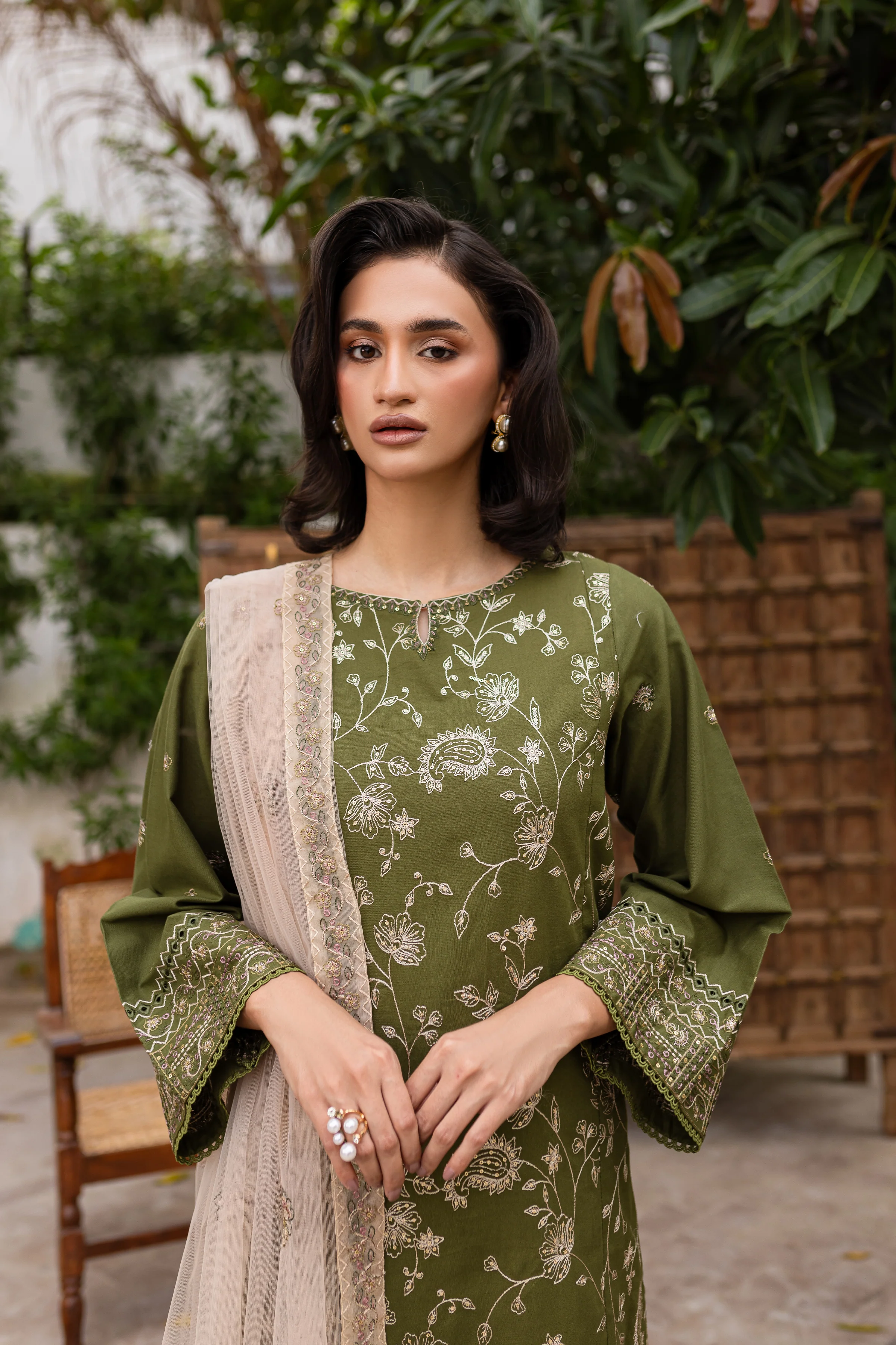 Lubana 3pc - Embroidered Khaddar Dress - Image 5