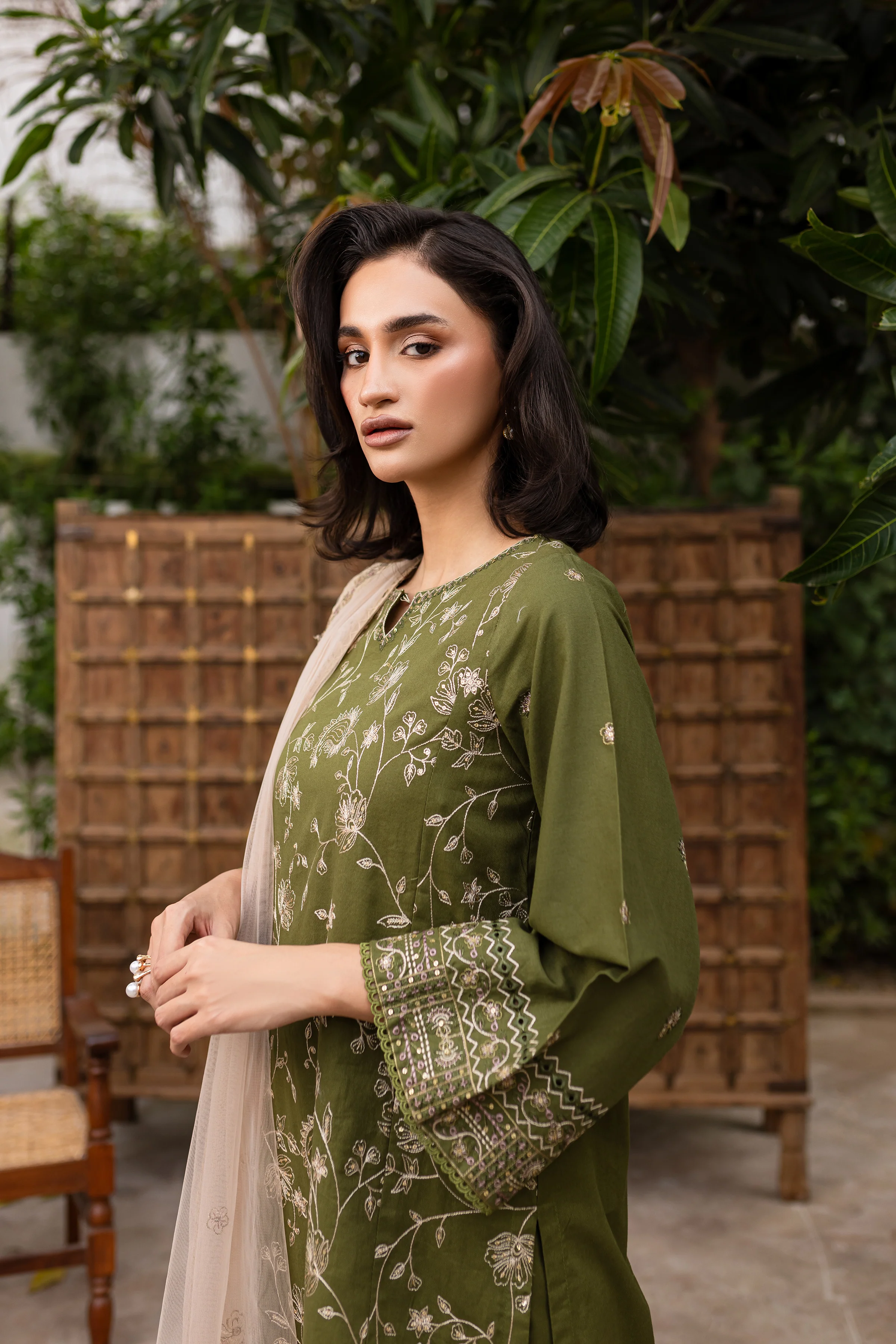 Lubana 3pc - Embroidered Khaddar Dress - Image 6