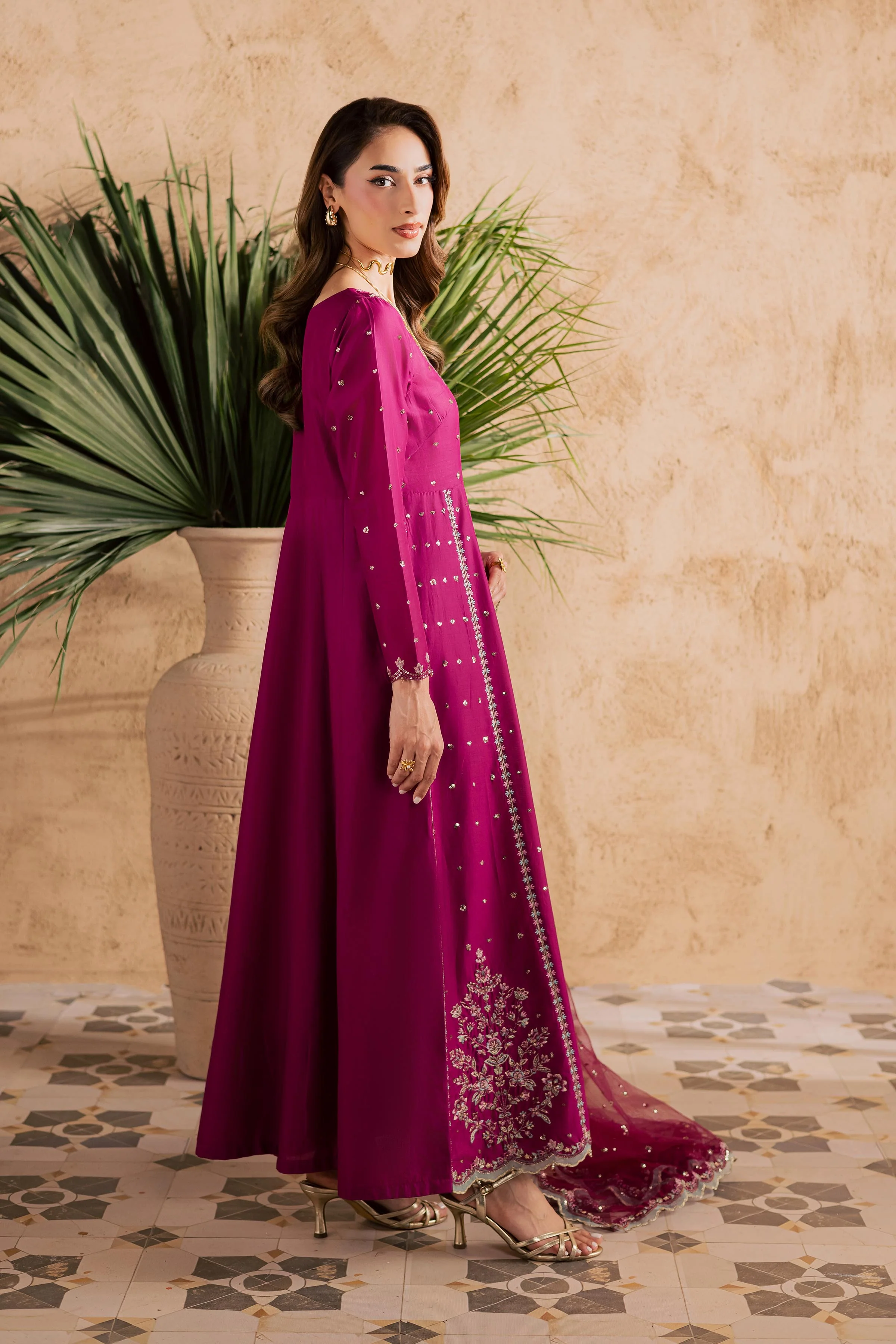 Magenta Blue 3Pc - Embroidered Festive Pret - Image 6