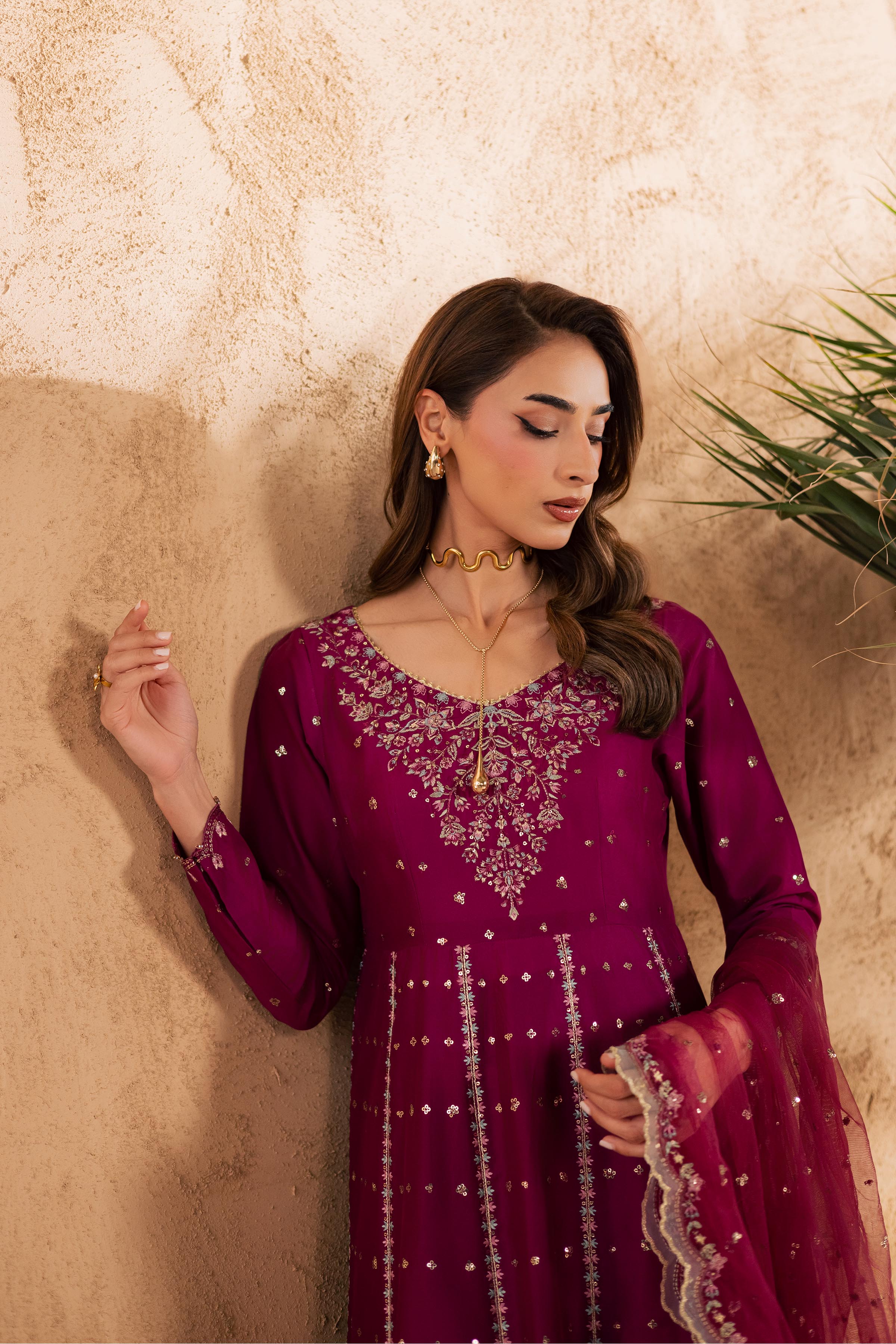 Magenta Blue 3Pc - Embroidered Festive Pret - Image 8