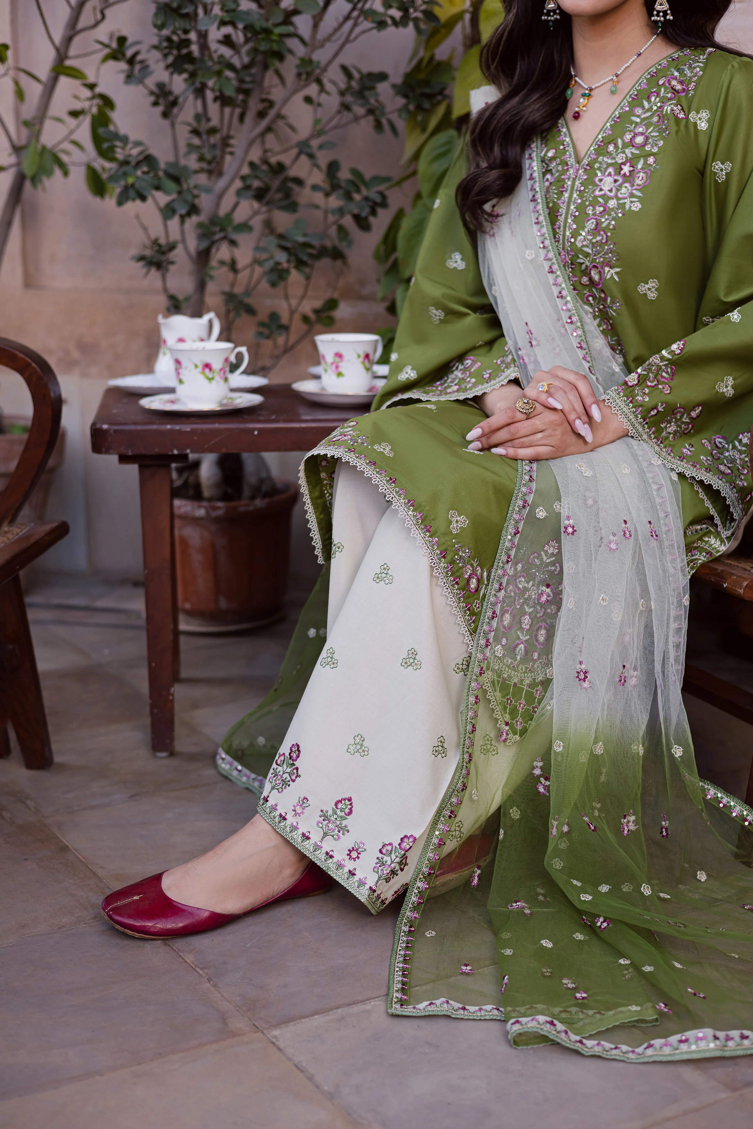 Maidah 3Pc - Festive Embroidered Lawn - Image 12