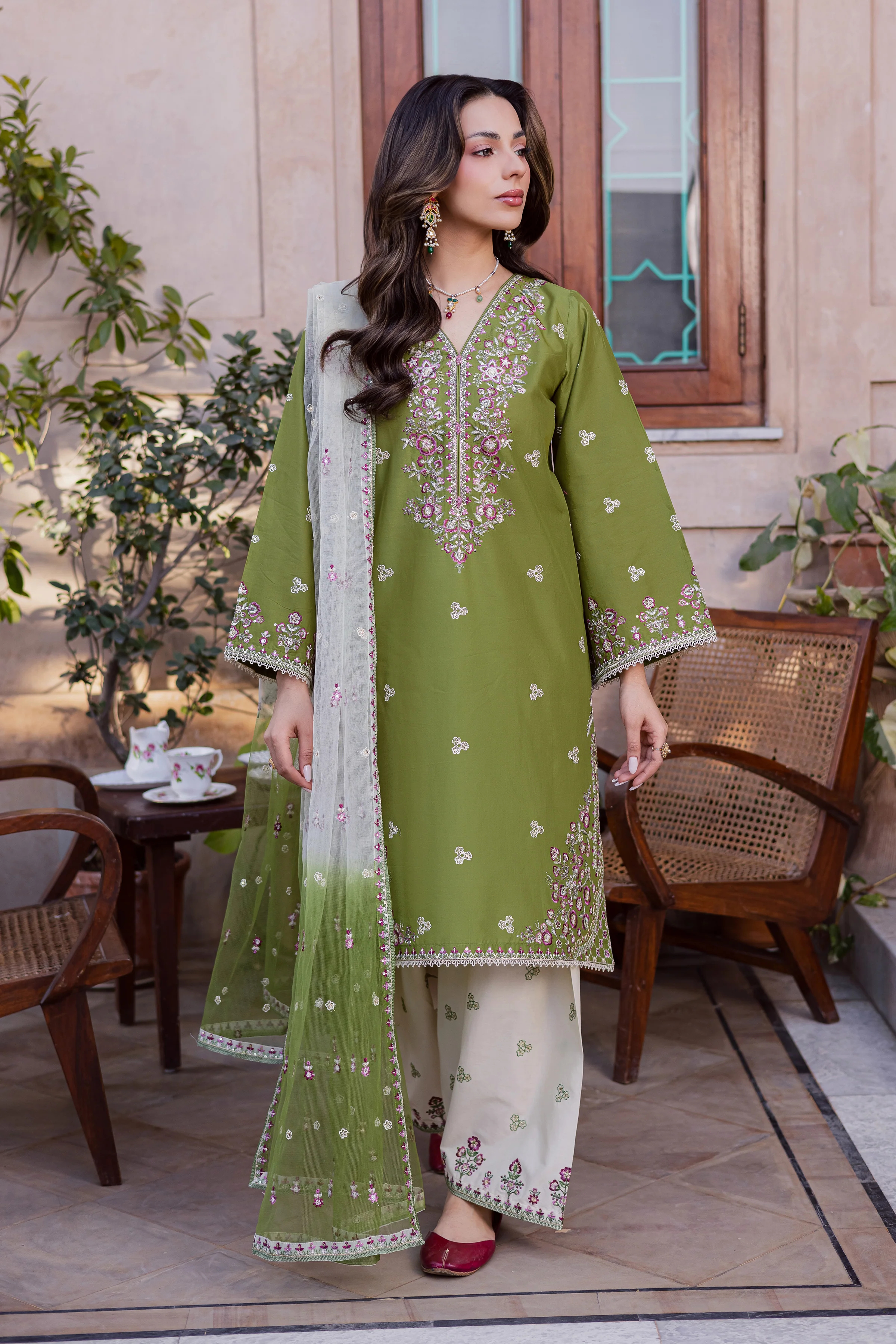 Maidah 3Pc - Festive Embroidered Lawn - Image 3
