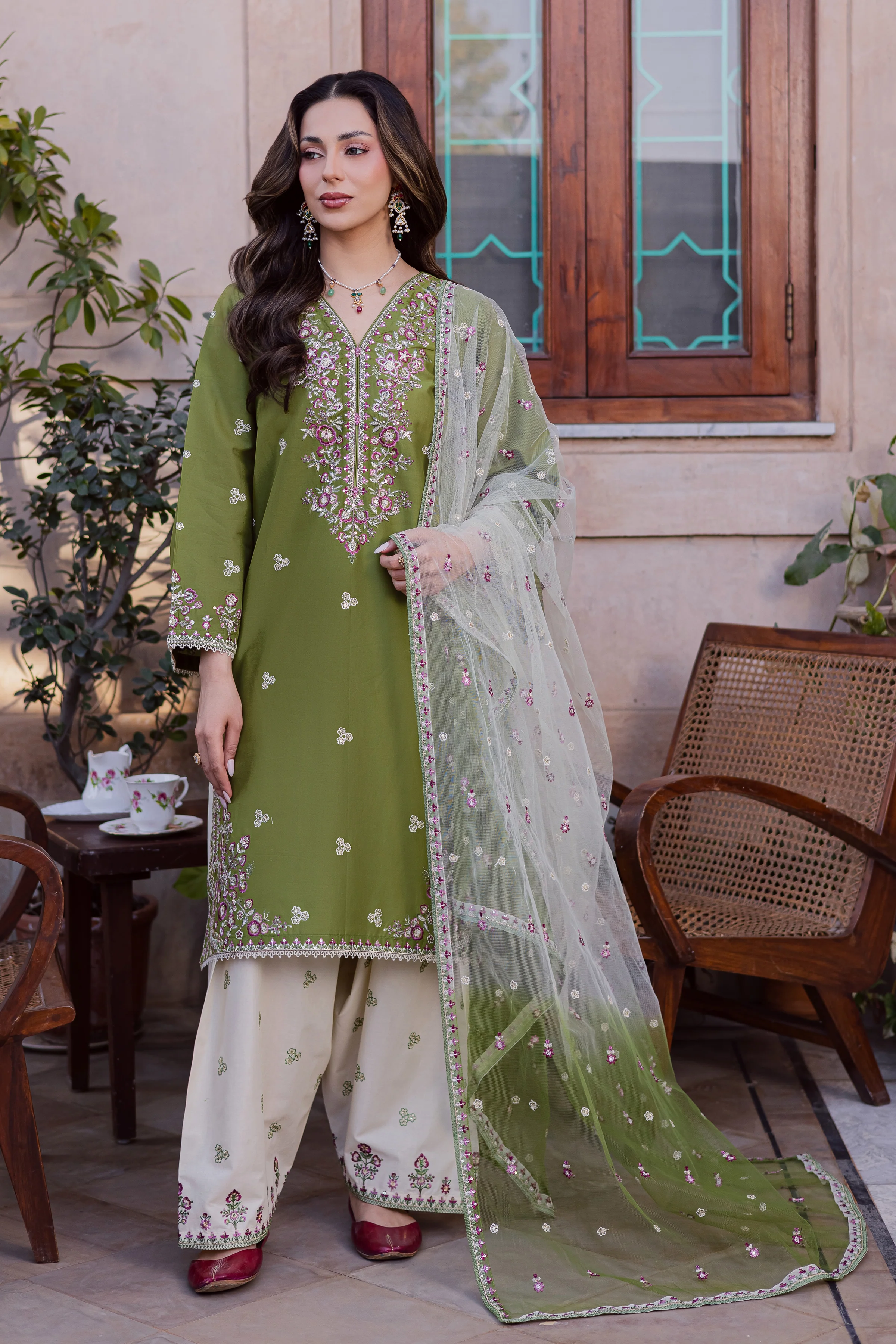 Maidah 3Pc - Festive Embroidered Lawn - Image 6