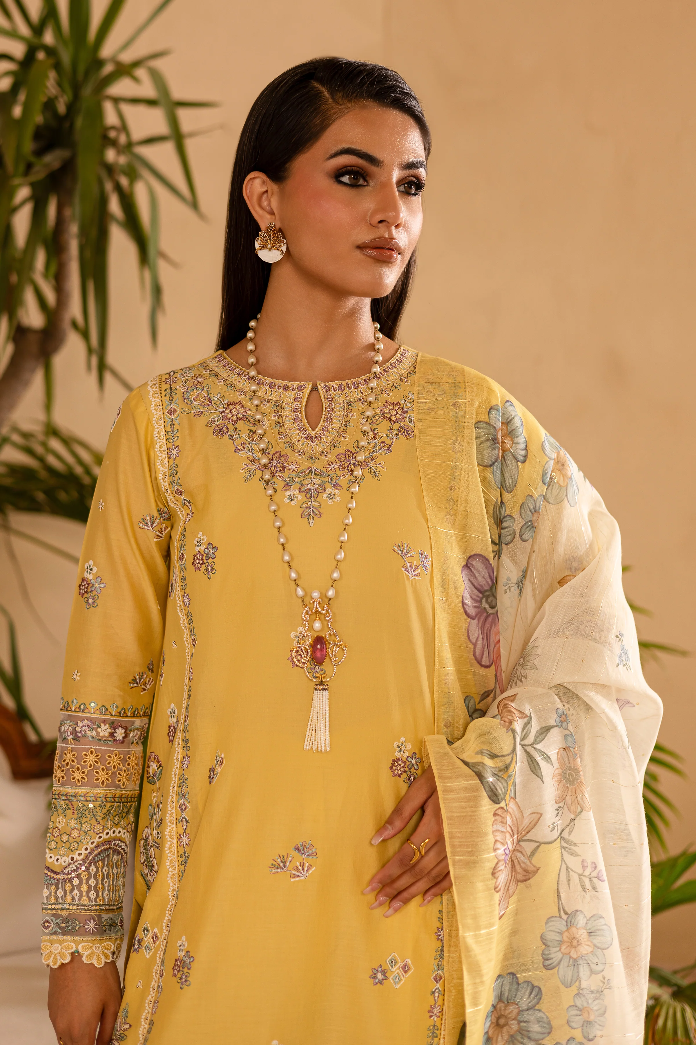 Maize 3Pc - Embroidered Solid Dress - Image 2