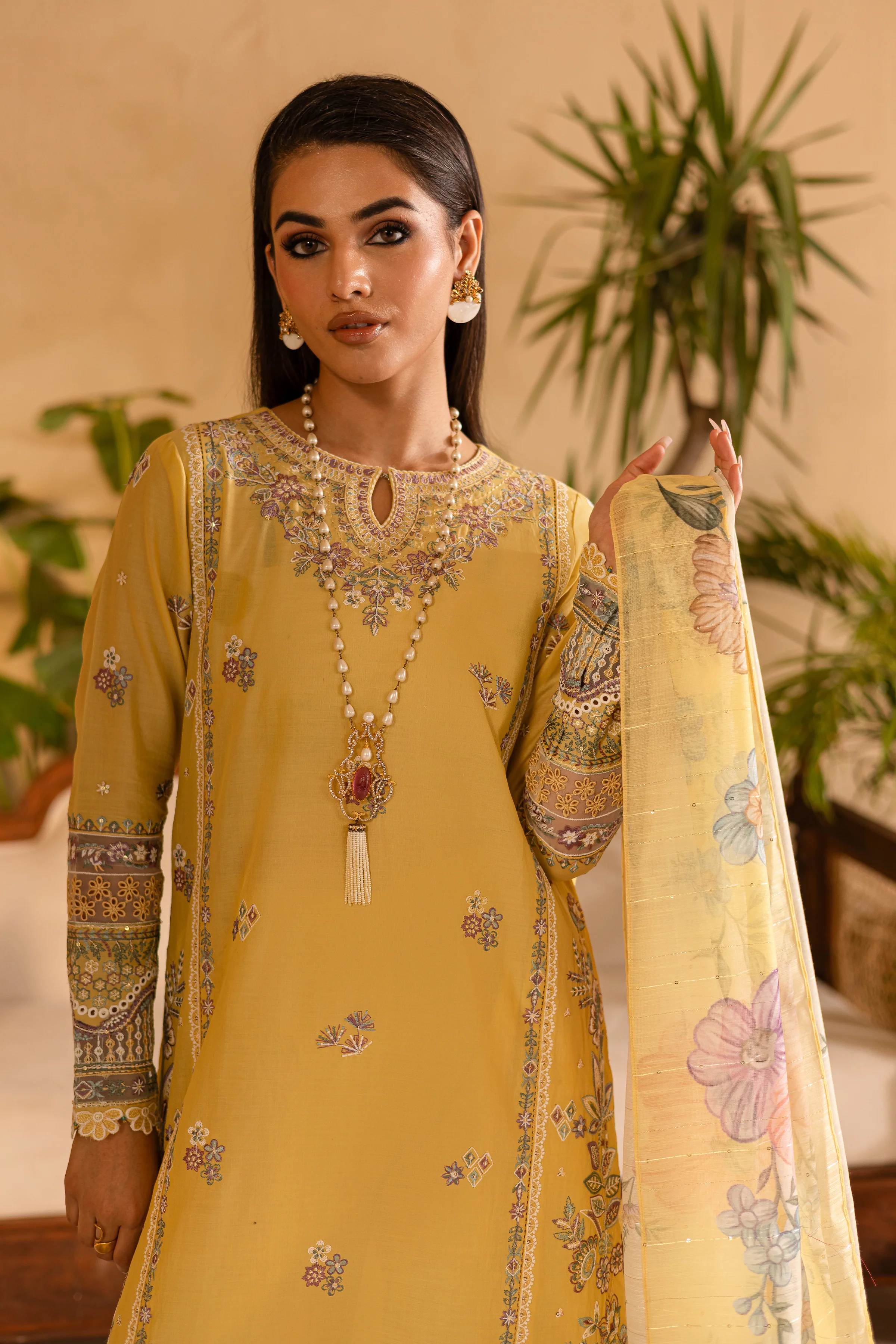 Maize 3Pc - Embroidered Solid Dress - Image 3