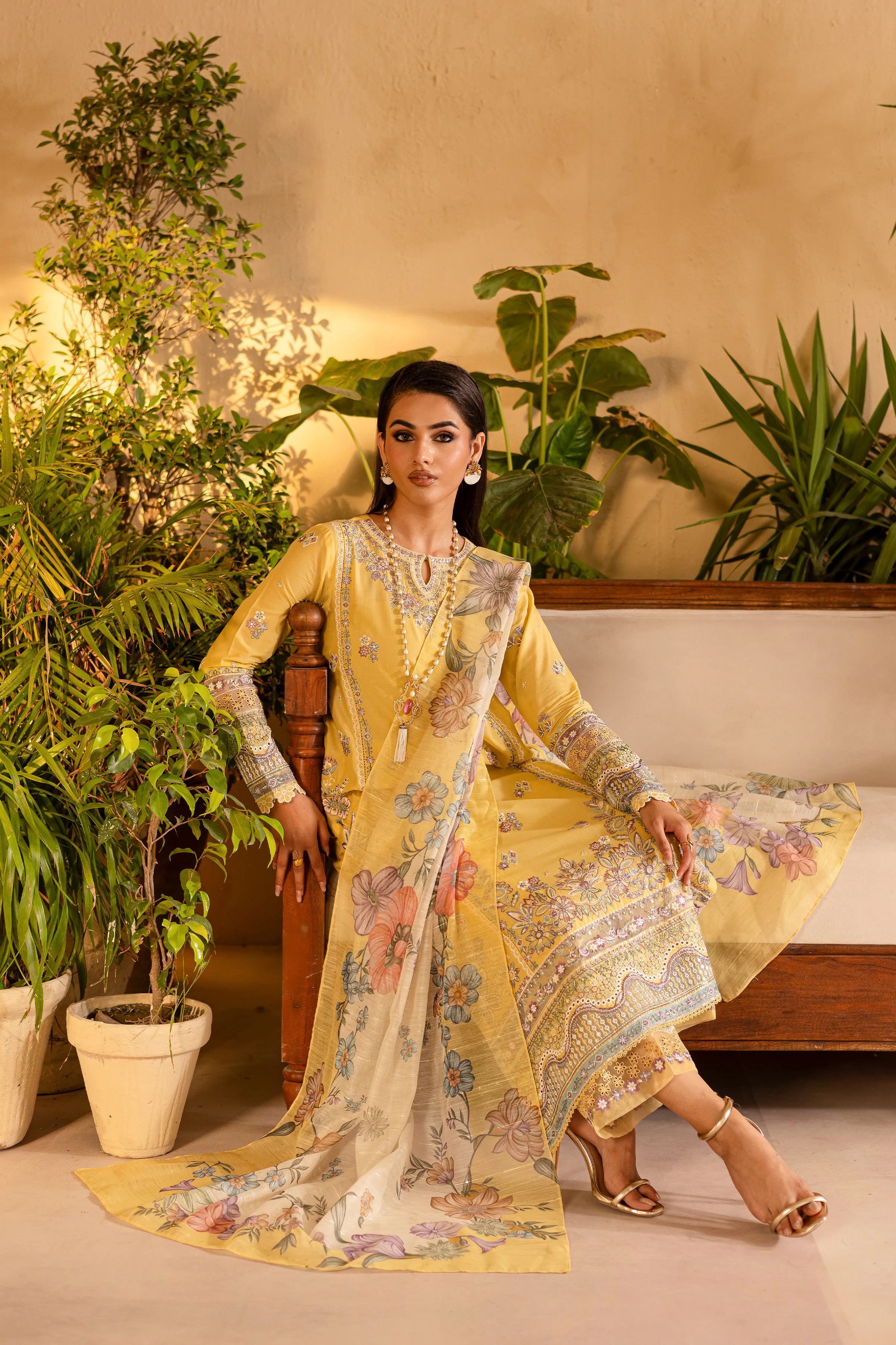 Maize 3Pc - Embroidered Solid Dress - Image 4