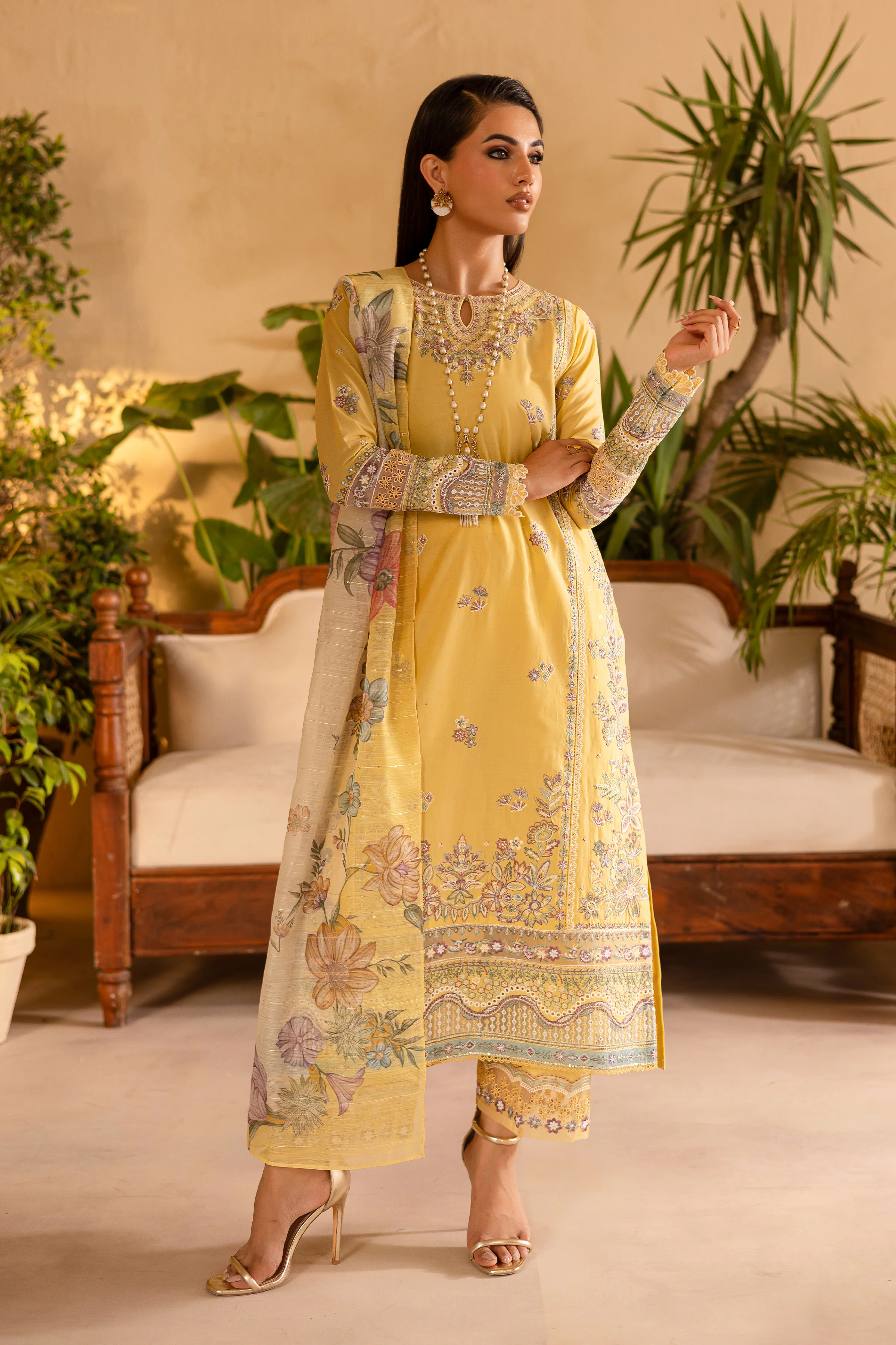 Maize 3Pc - Embroidered Solid Dress - Image 5