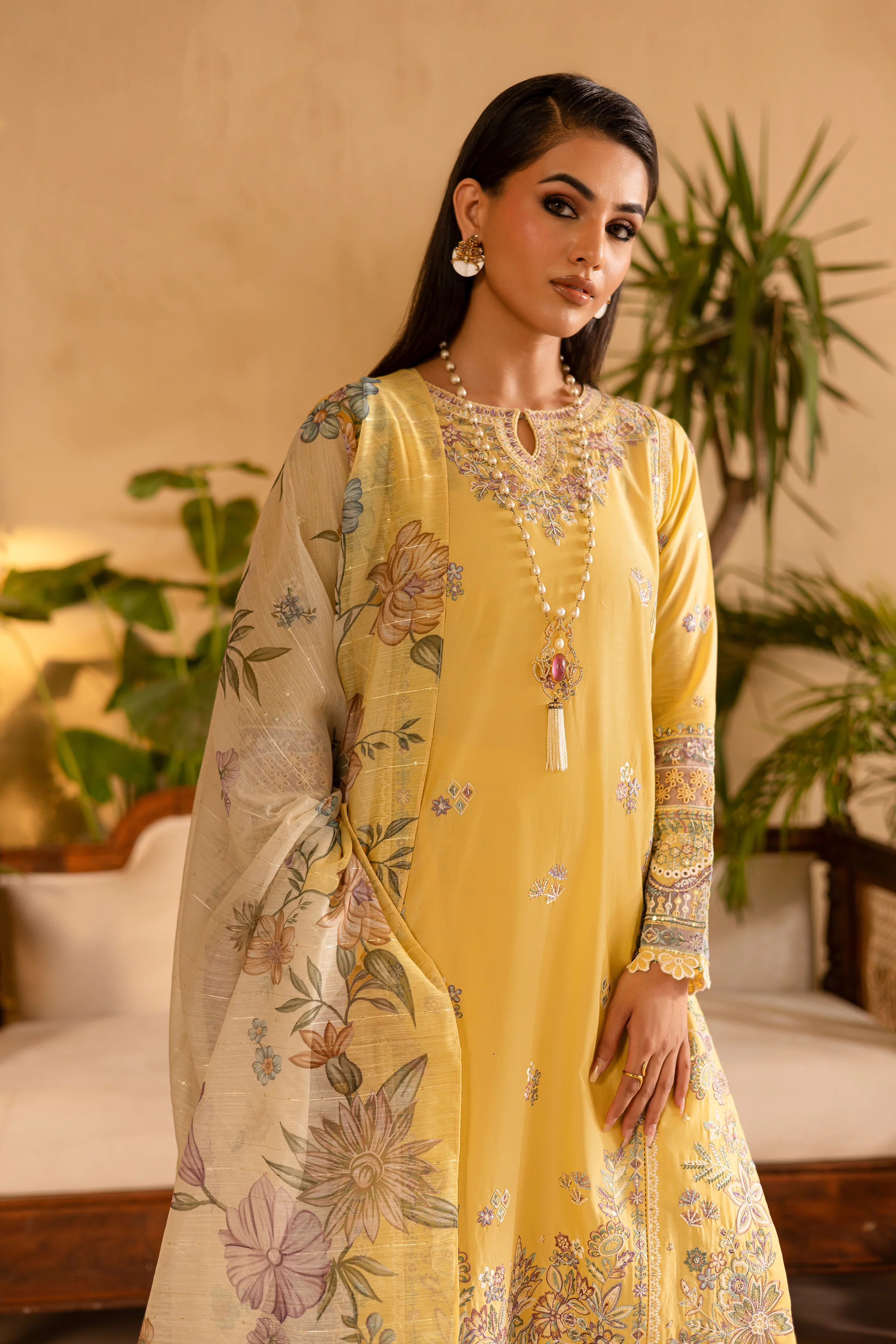 Maize 3Pc - Embroidered Solid Dress - Image 6