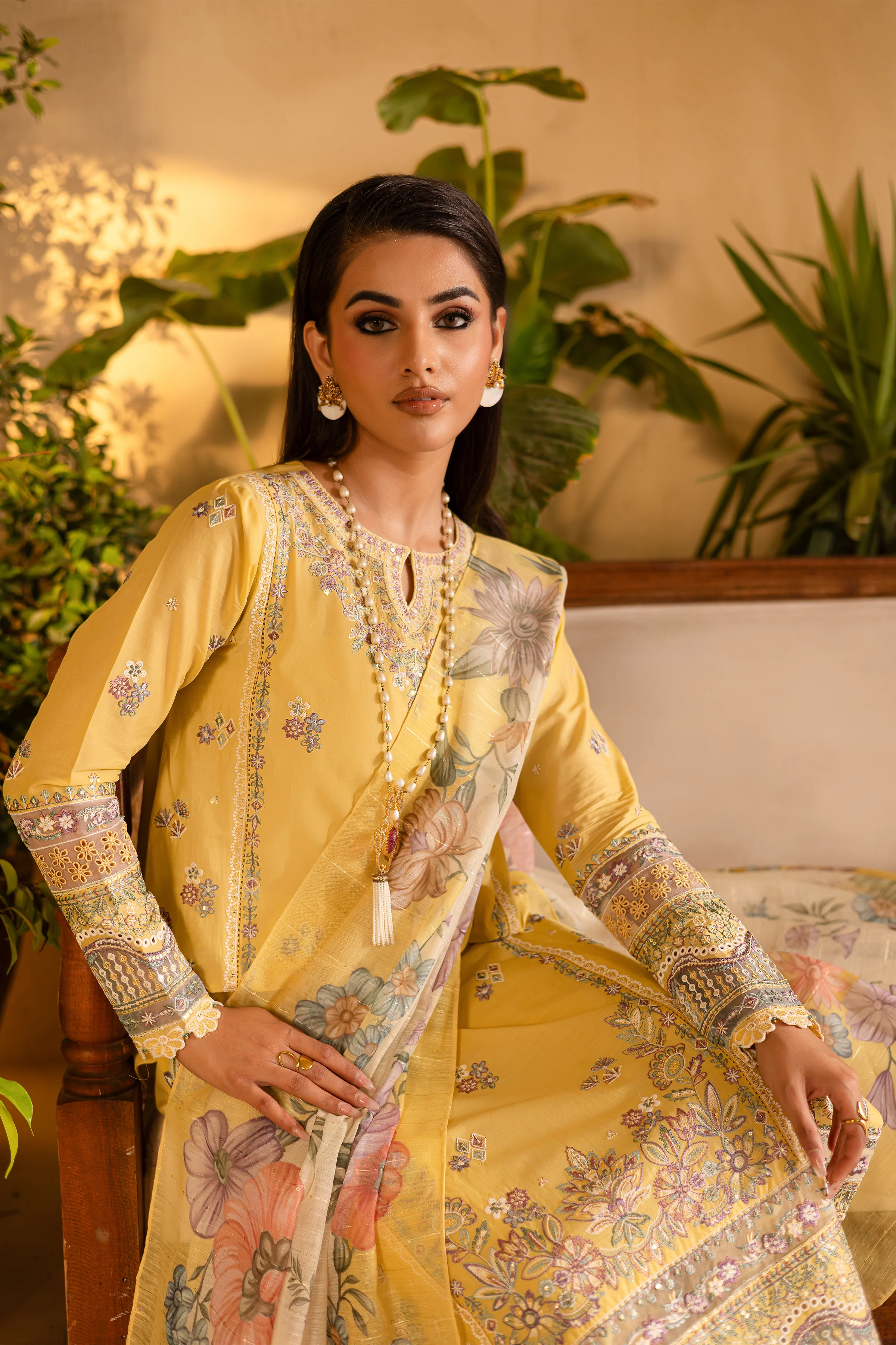 Maize 3Pc - Embroidered Solid Dress - Image 7