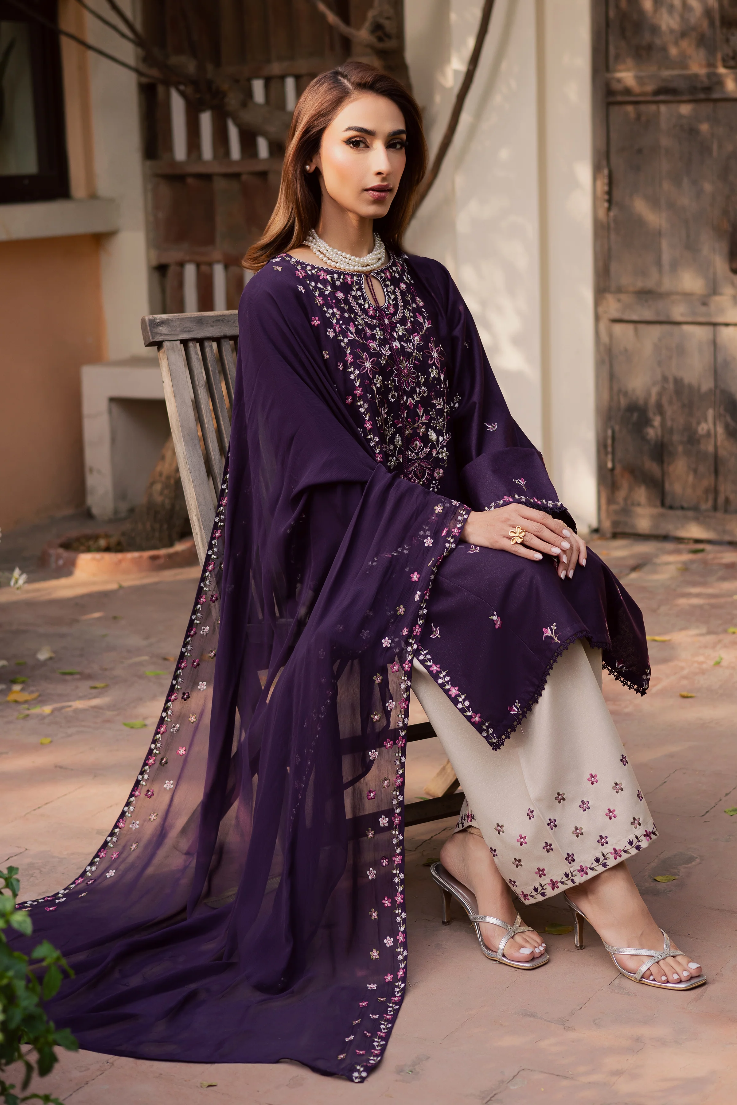 Malam 3Pc - Embroidered Festive Pret - Image 3