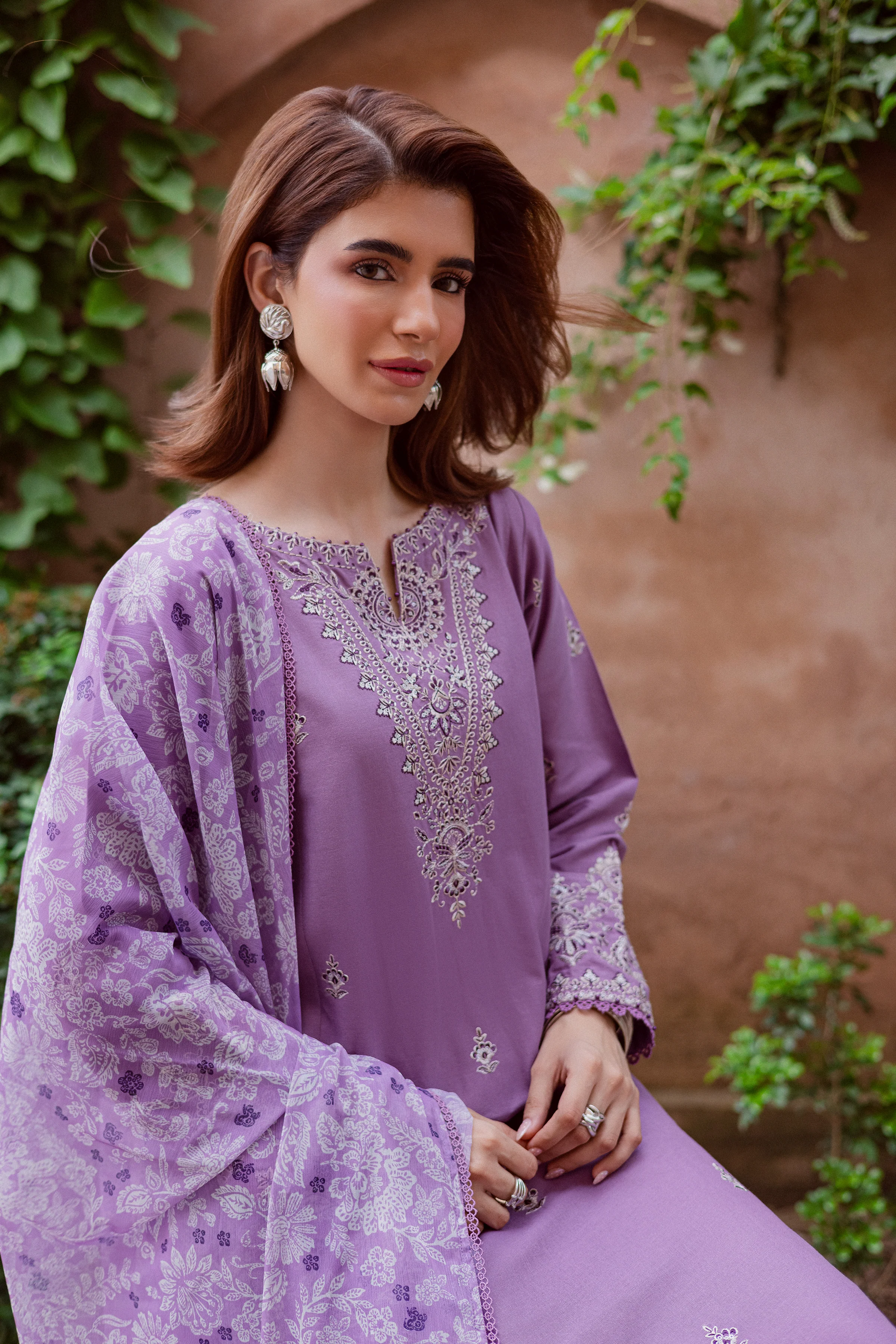 Mandala 3Pc - Embroidered Khaddar Dress - Image 4