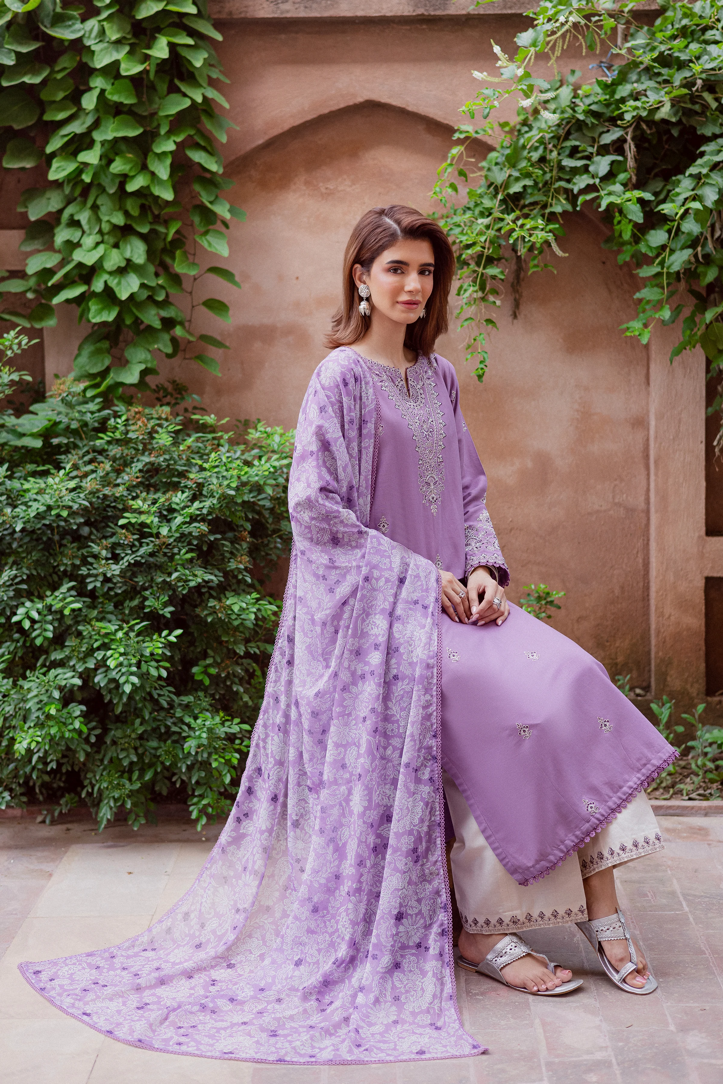 Mandala 3Pc - Embroidered Khaddar Dress - Image 5