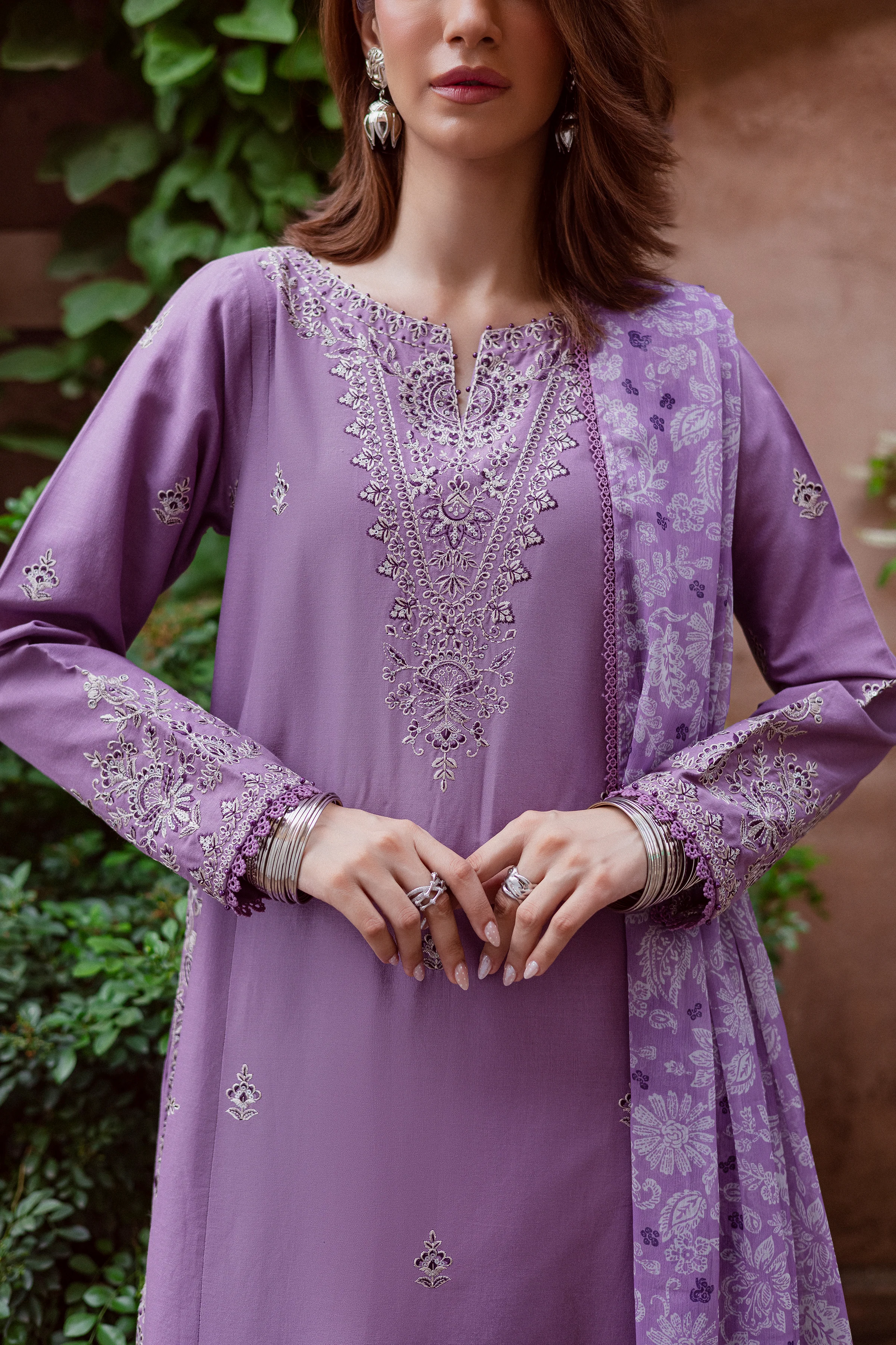 Mandala 3Pc - Embroidered Khaddar Dress - Image 7