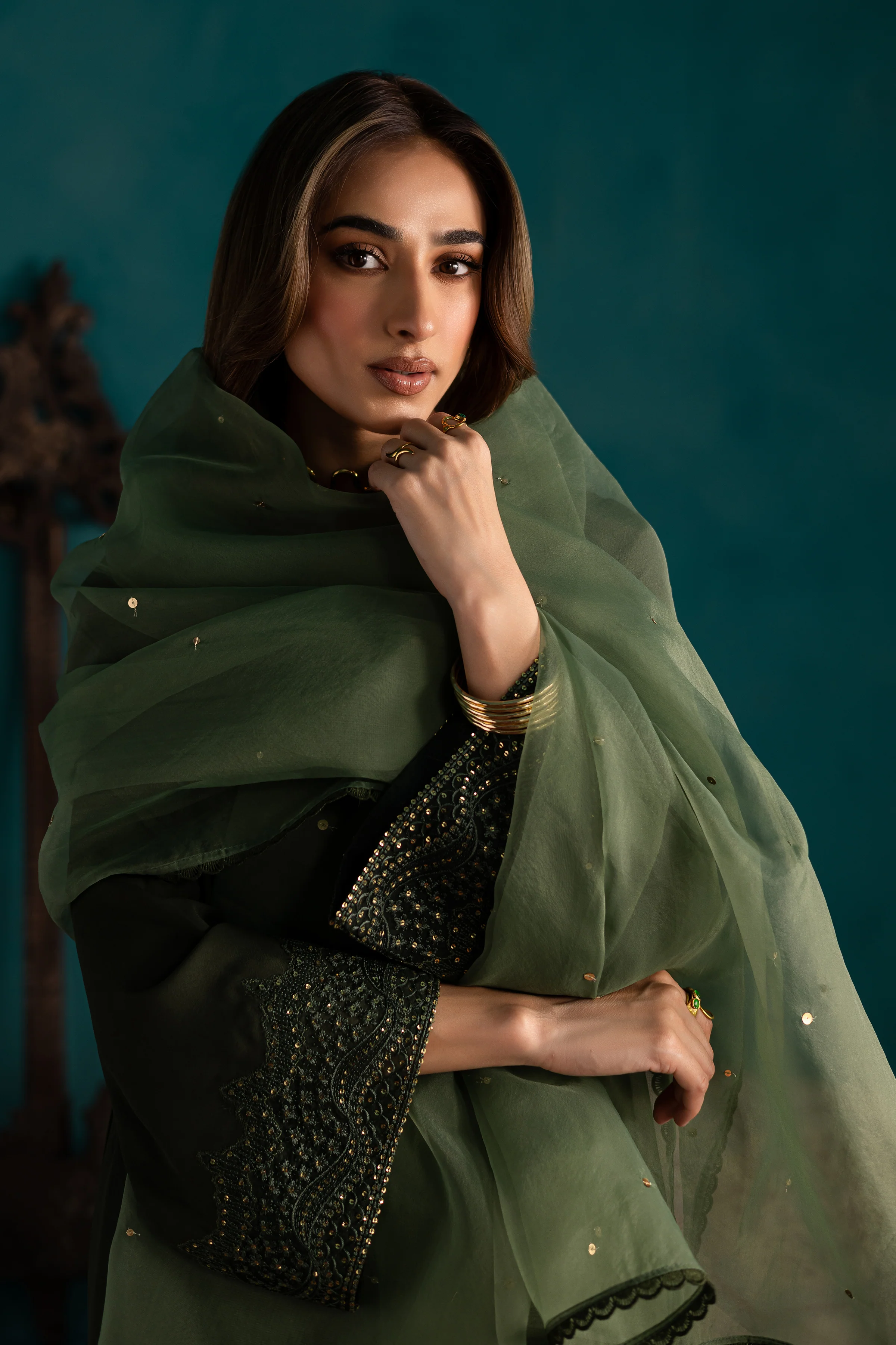 Marble Green 3Pc - Georgette Luxe Pret - Image 6