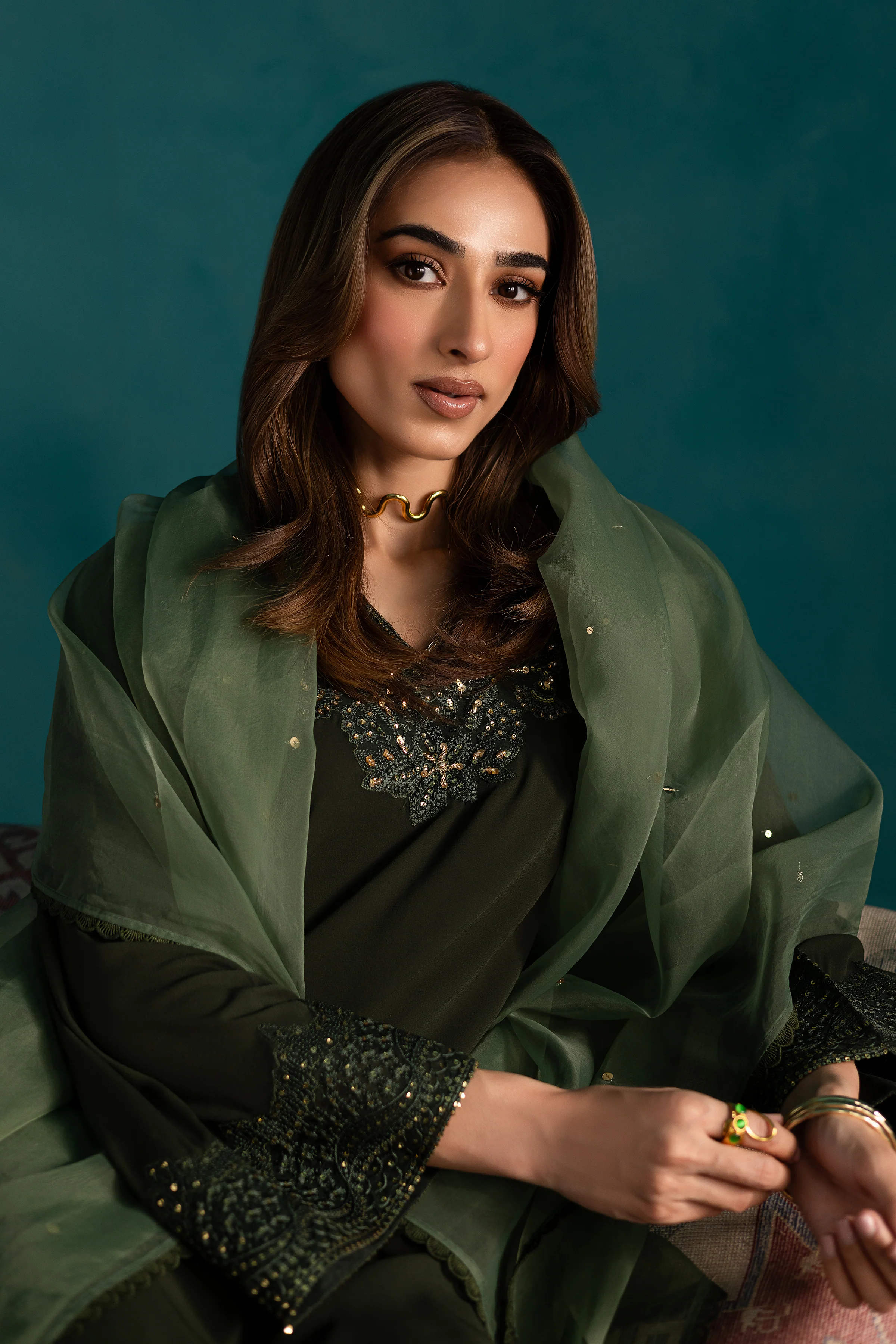Marble Green 3Pc - Georgette Luxe Pret - Image 7