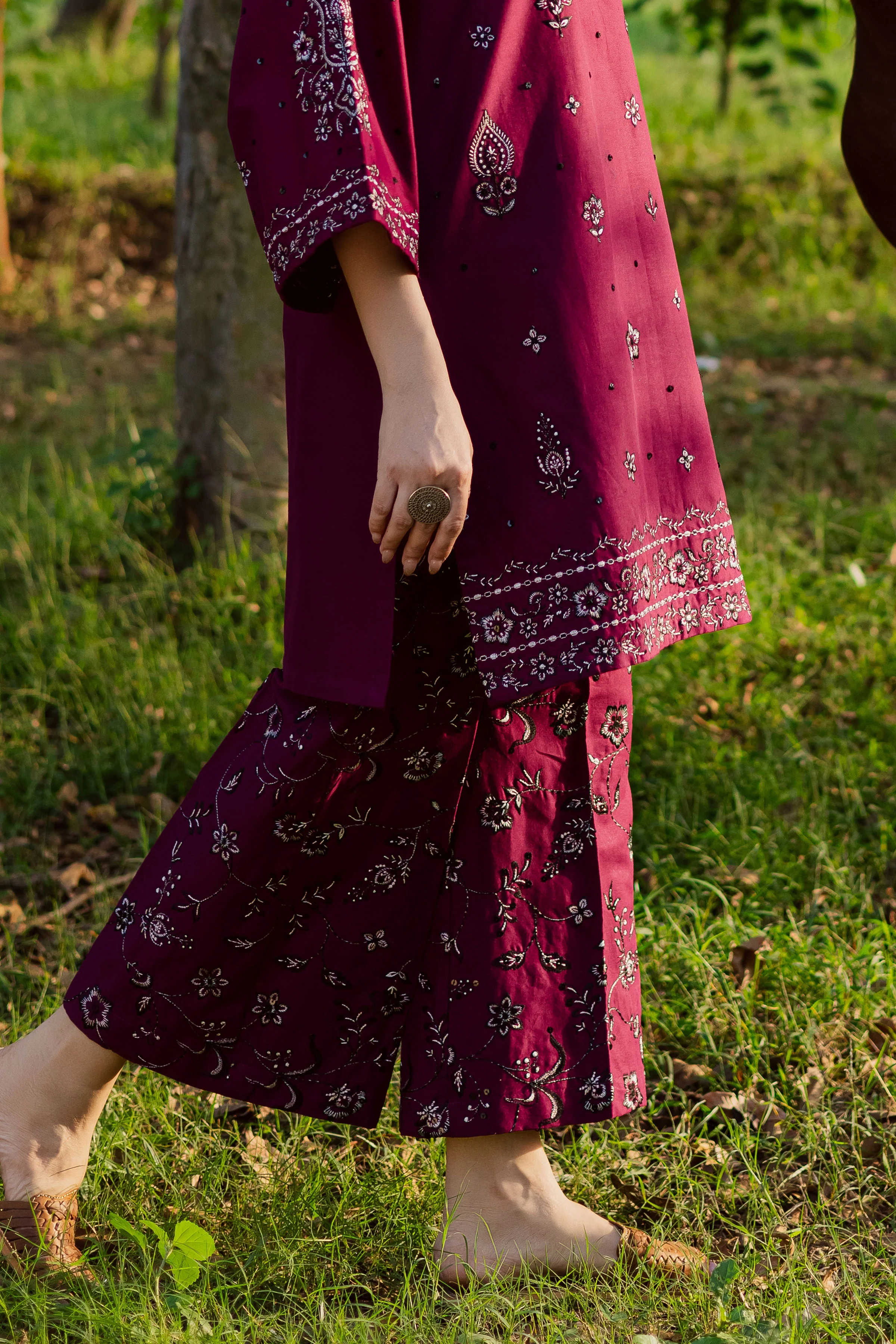 Maroon Berry 2Pc - Embroidered Khaddar Dress - Image 6