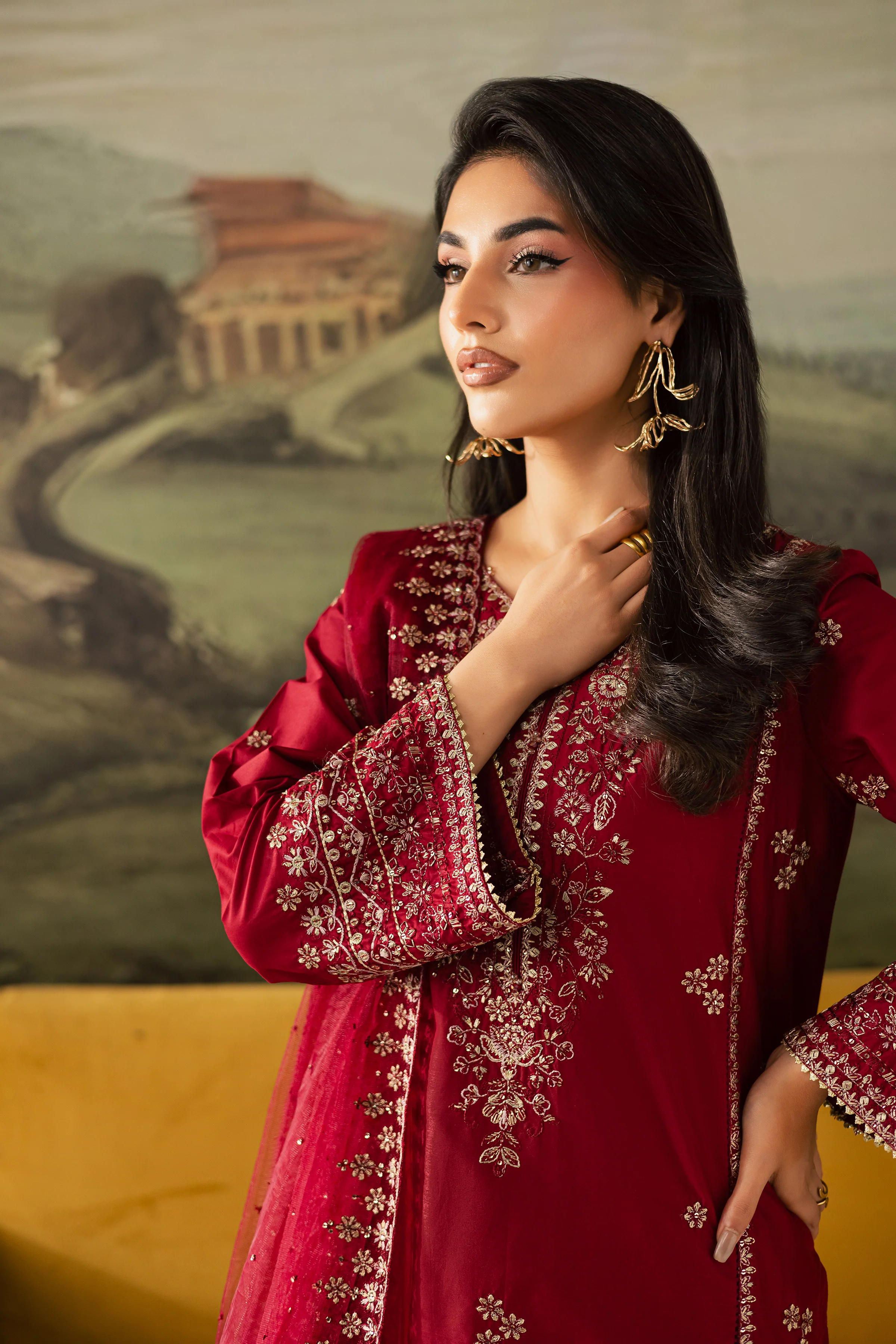 Maroon Haze 3Pc - Embroidered Lawn Pret - Image 3