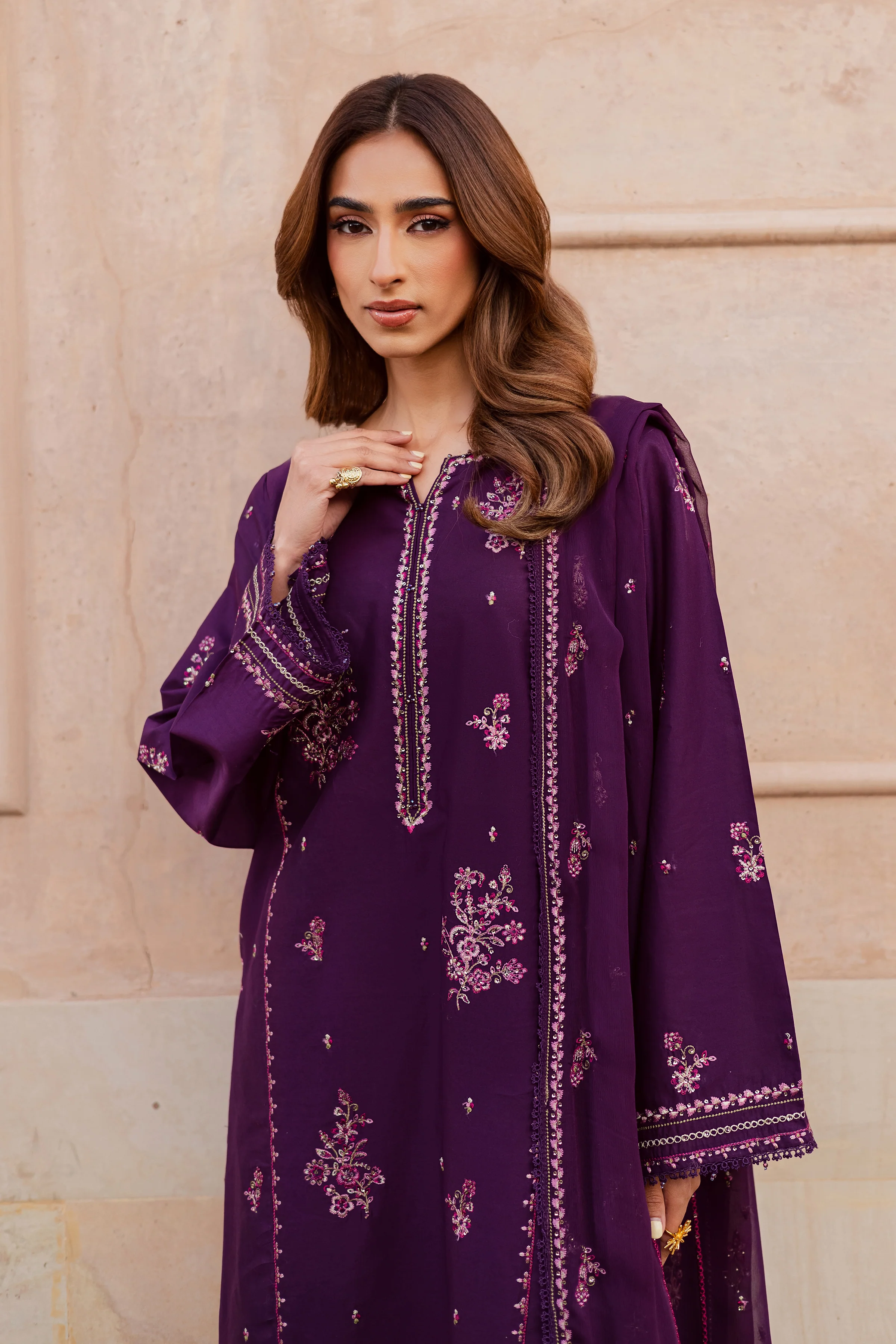 Mashayem 3Pc - Festive Embroidered Lawn - Image 2