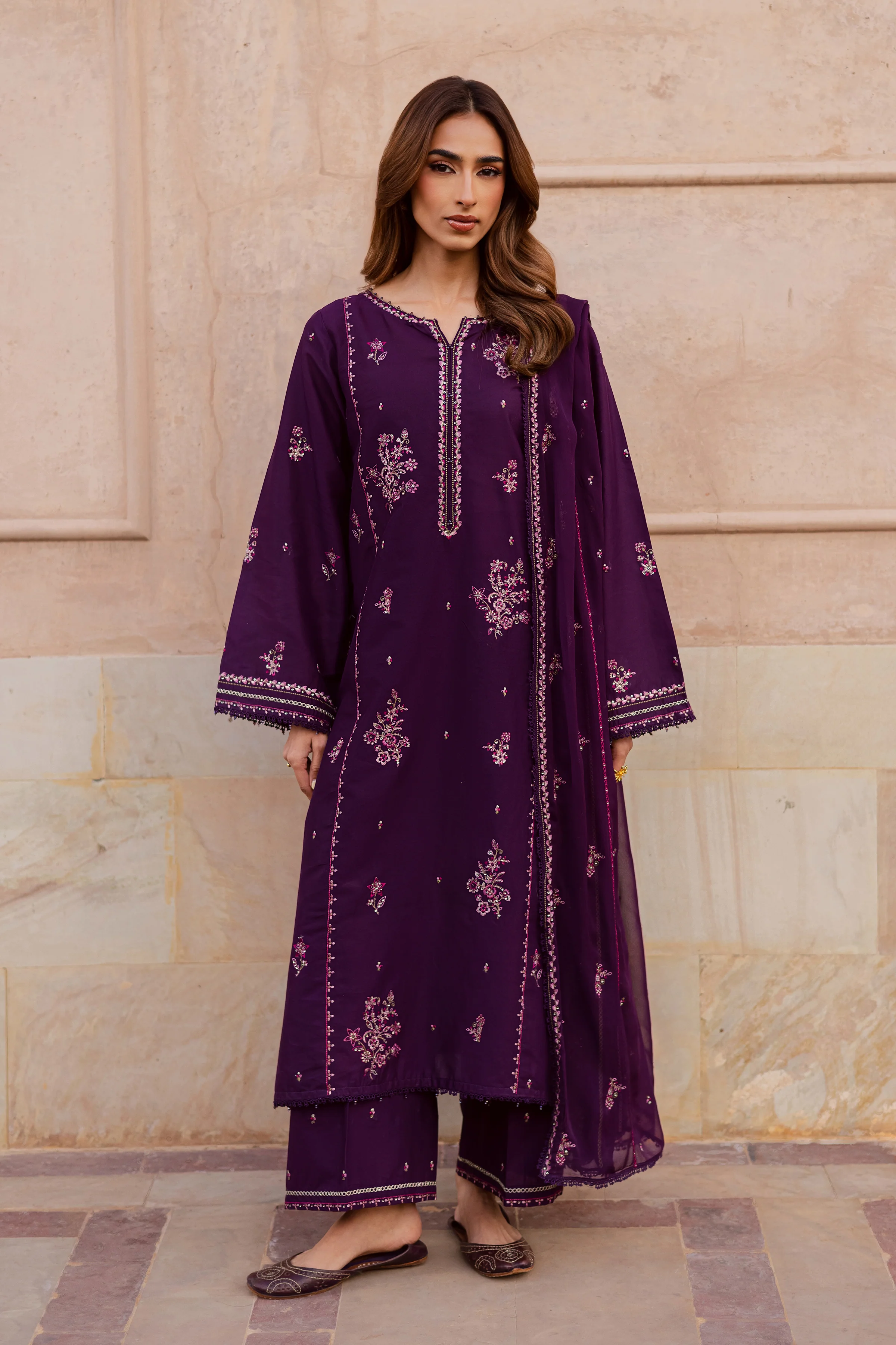 Mashayem 3Pc - Festive Embroidered Lawn - Image 3