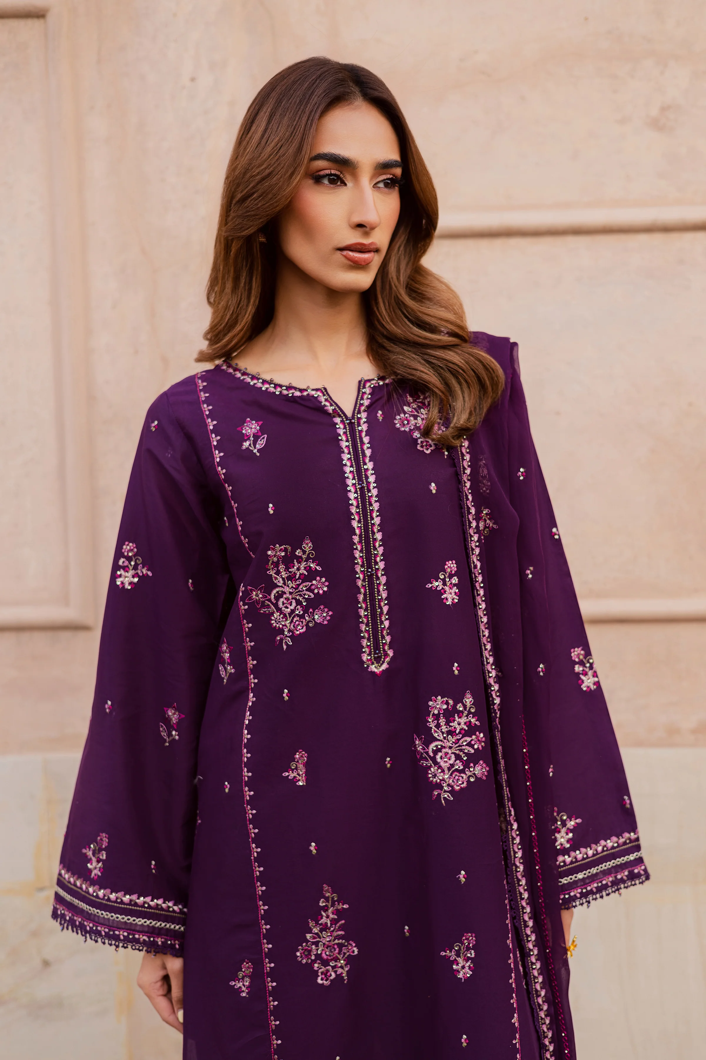 Mashayem 3Pc - Festive Embroidered Lawn - Image 4