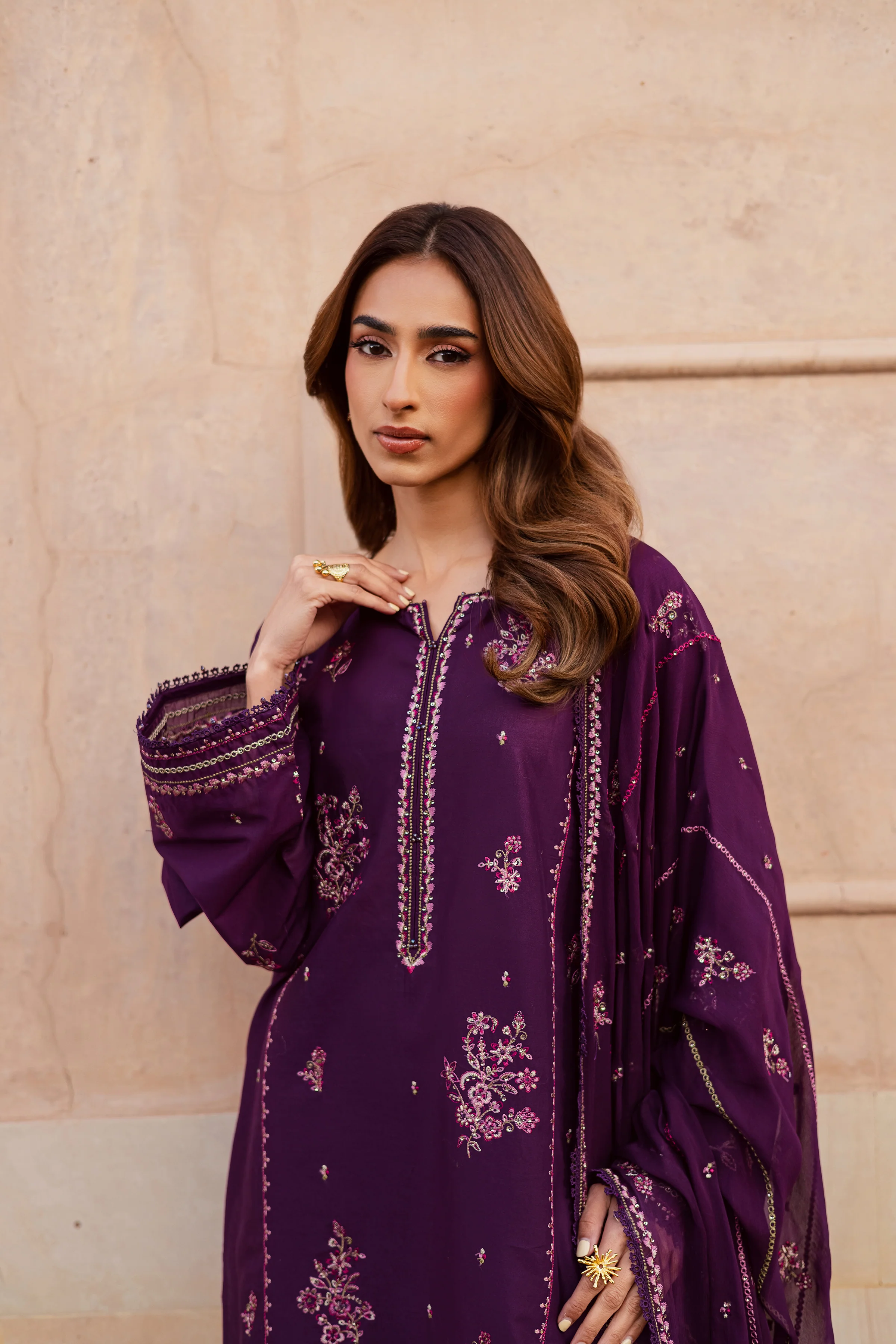 Mashayem 3Pc - Festive Embroidered Lawn - Image 6
