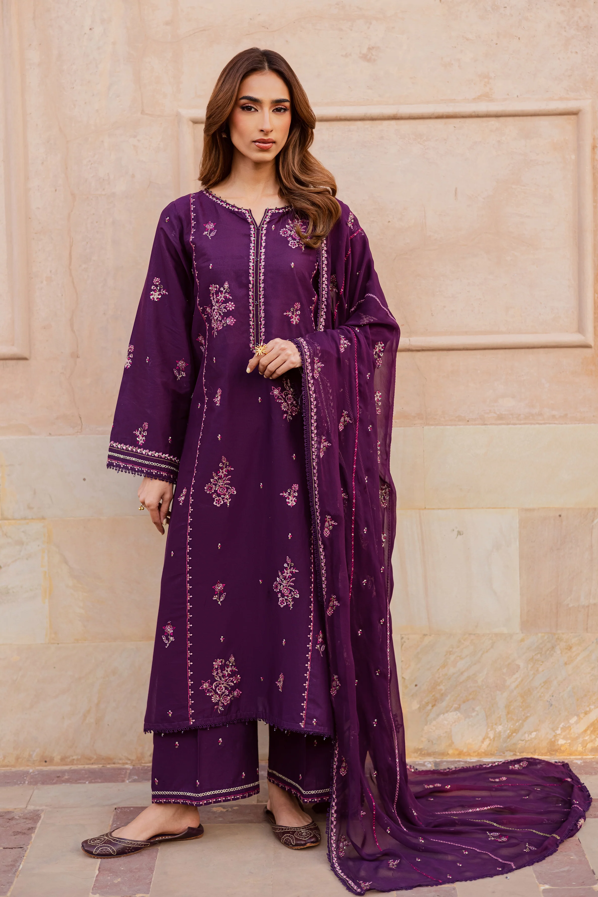 Mashayem 3Pc - Festive Embroidered Lawn - Image 7